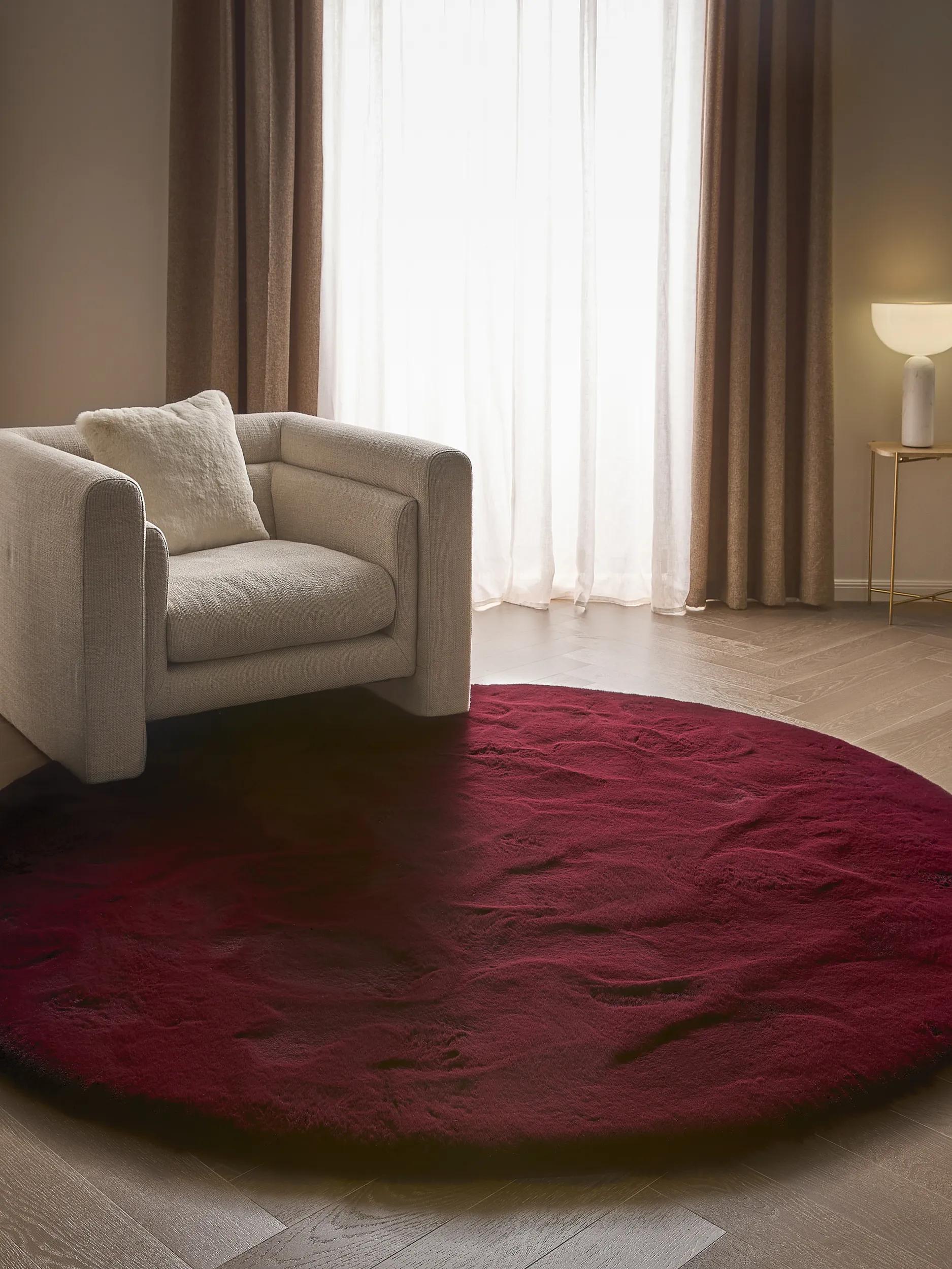 Shaggy Round Rug Lux Bordeaux