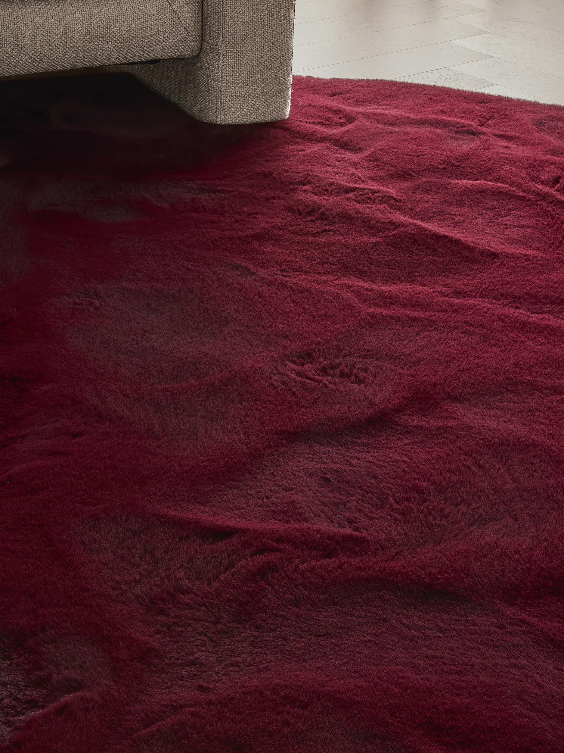 Shaggy Round Rug Lux Bordeaux
