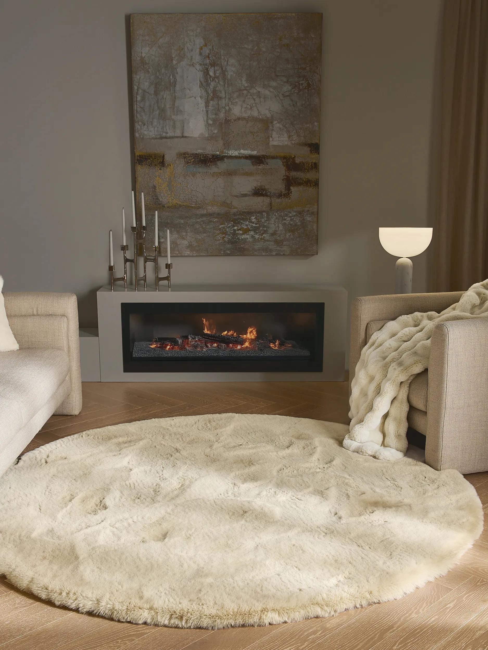 Shaggy Round Rug Lux Cream