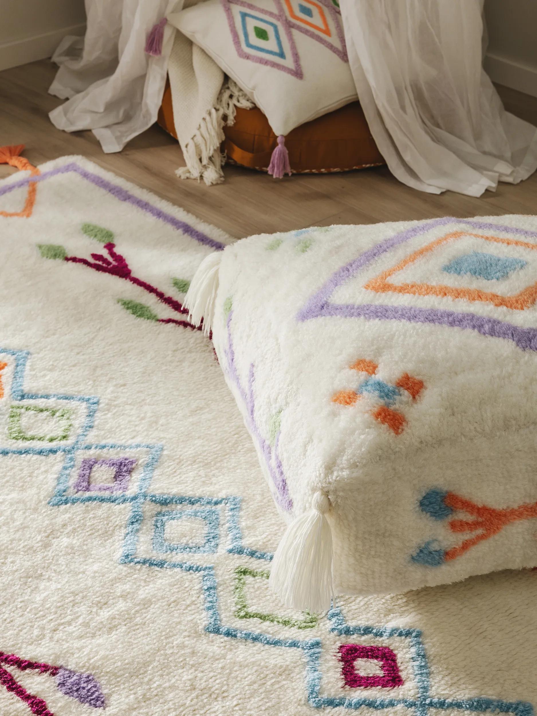 Handmade Wool Pouf Malika Multicolour