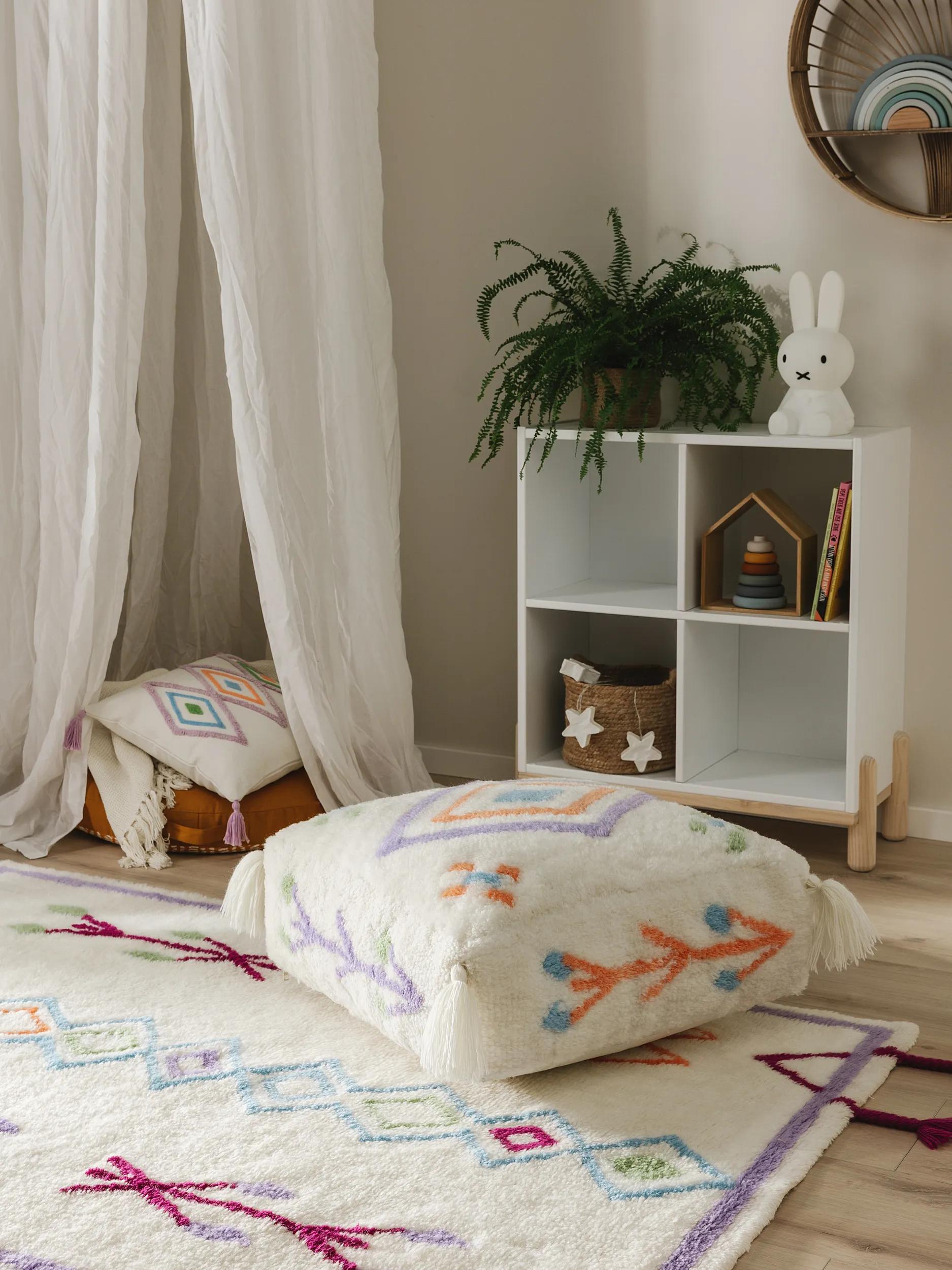 Handmade Wool Pouf Malika Multicolour