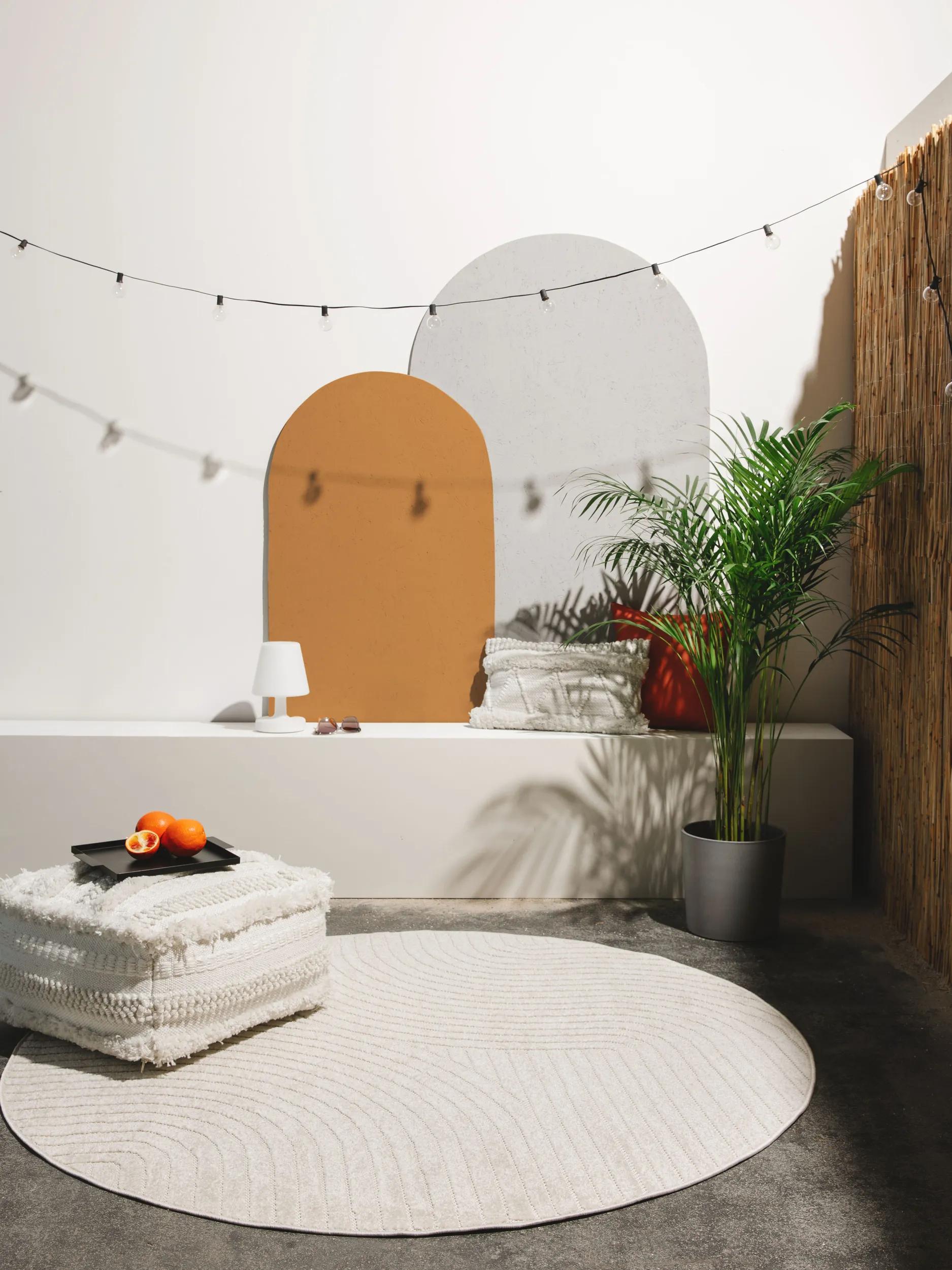 In- & Outdoor Rundteppich Mars Creme