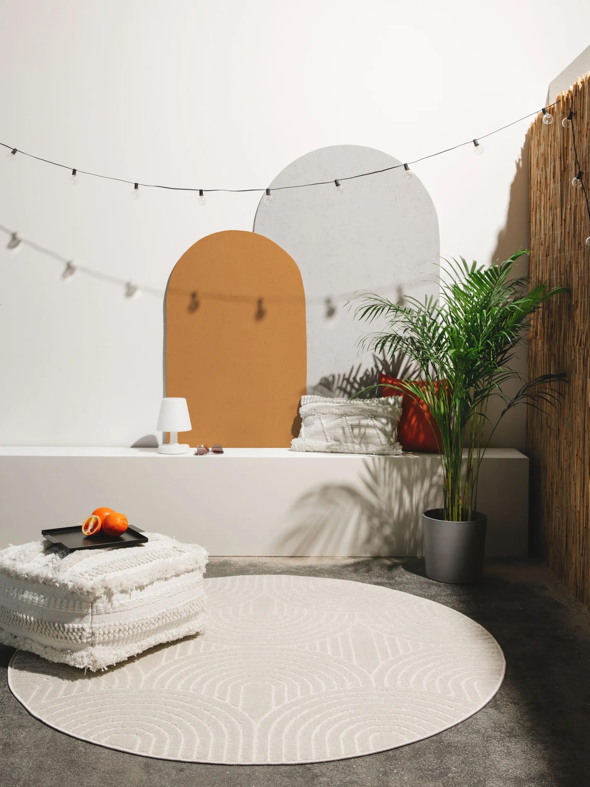 In- & Outdoor Rundteppich Mars Creme