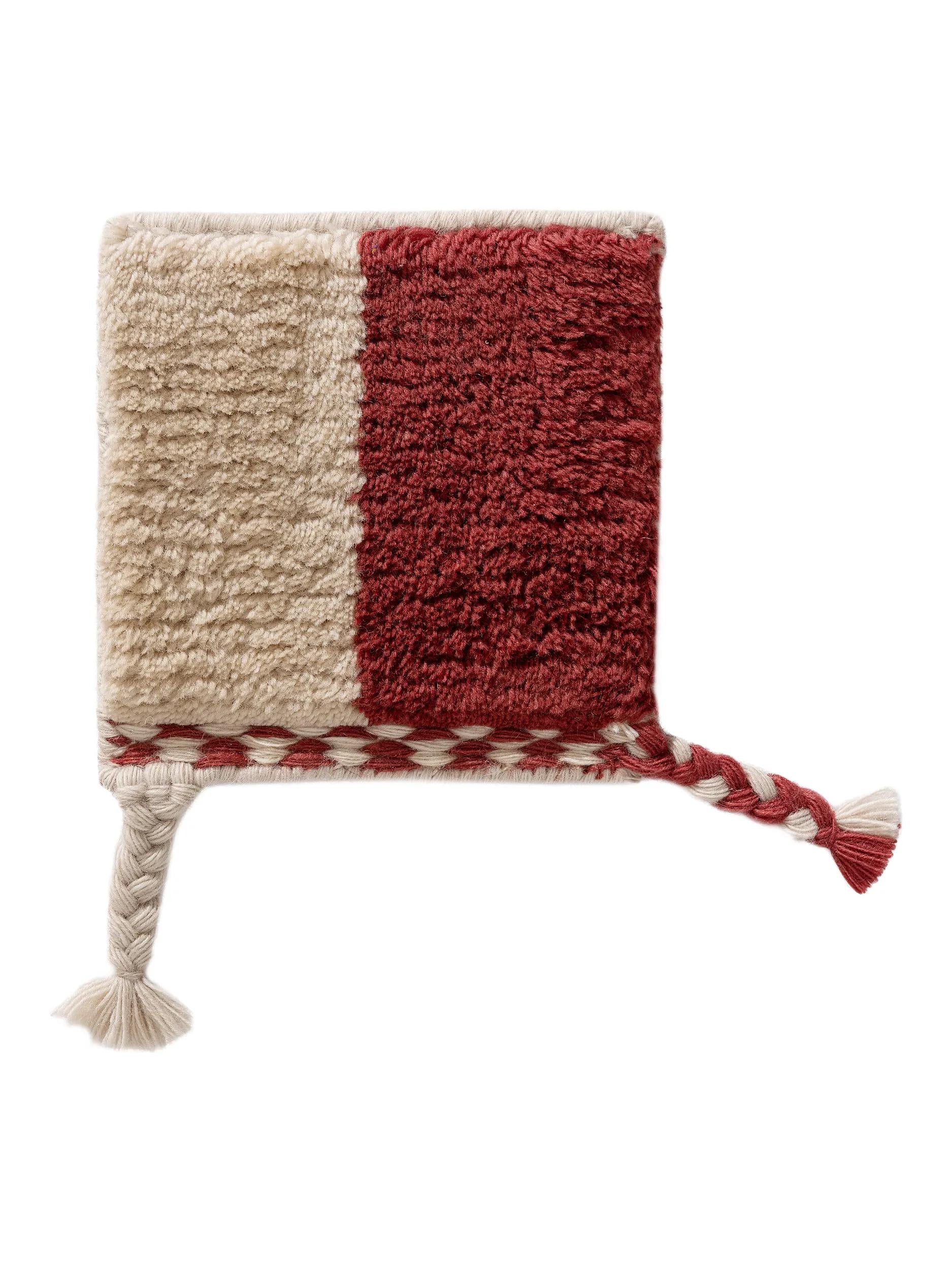 Wool rug Maze Beige/Red
