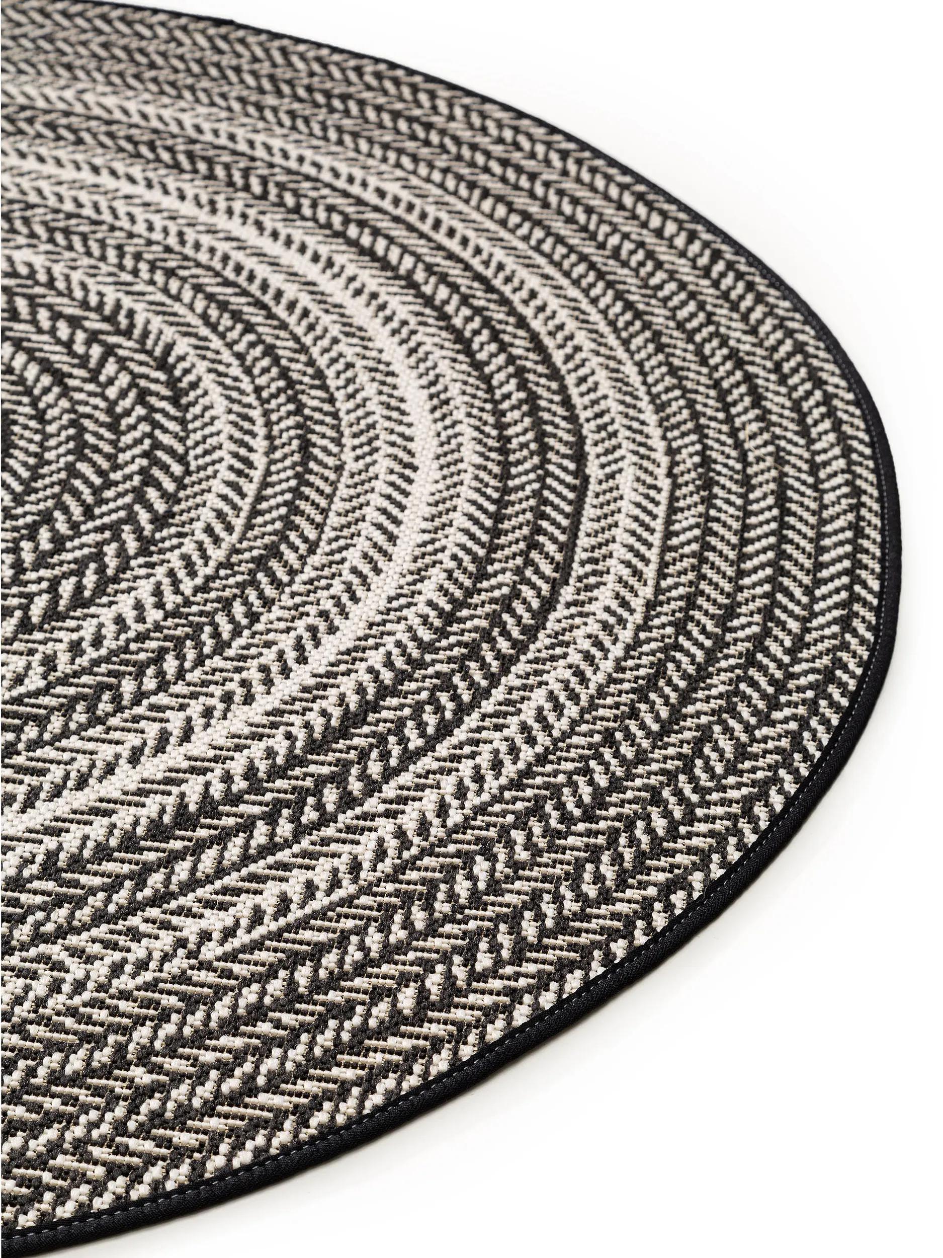 In- & Outdoor Round Rug Metro Black/White