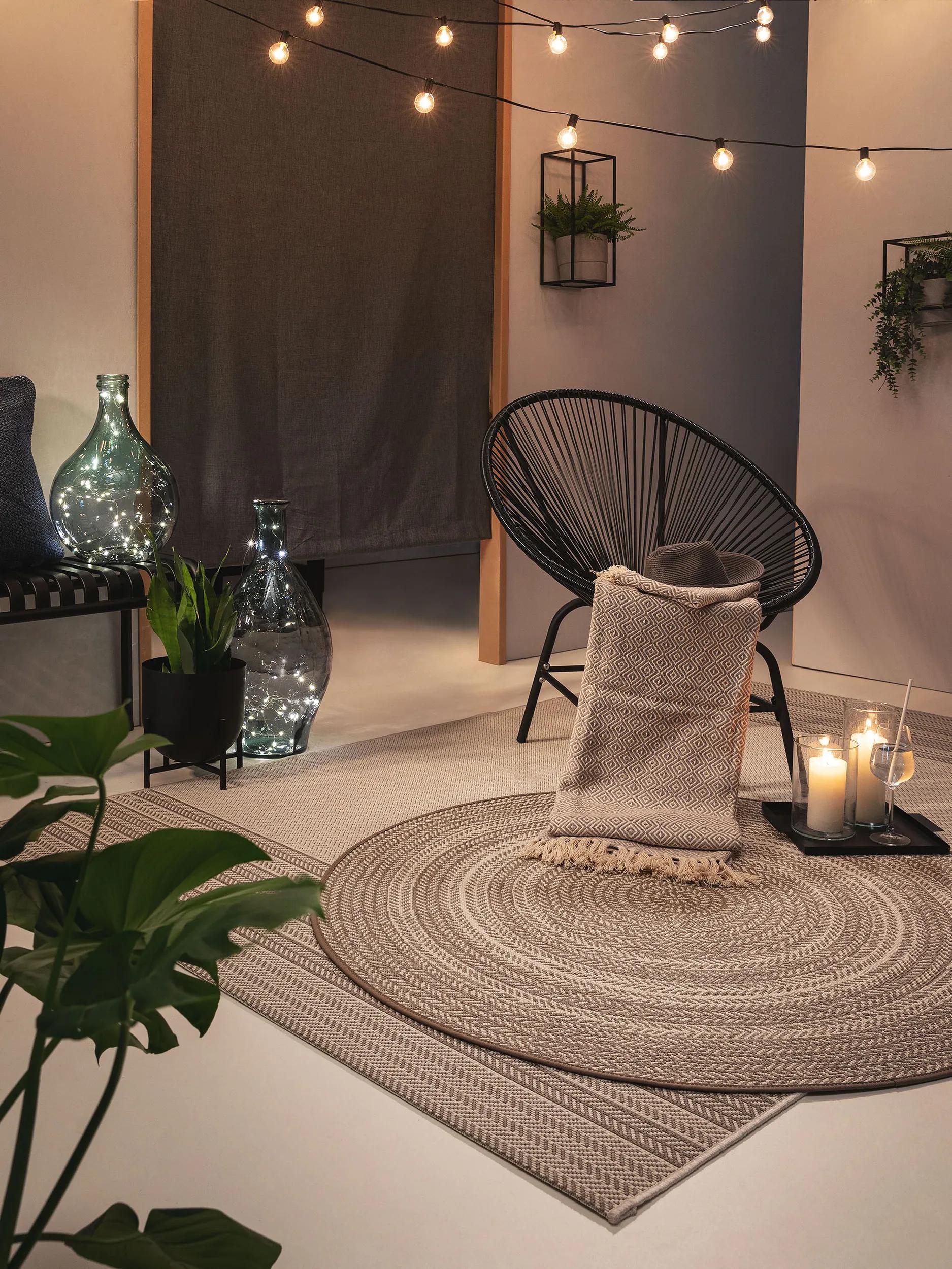 In- & Outdoor Round Rug Metro Cream/Taupe