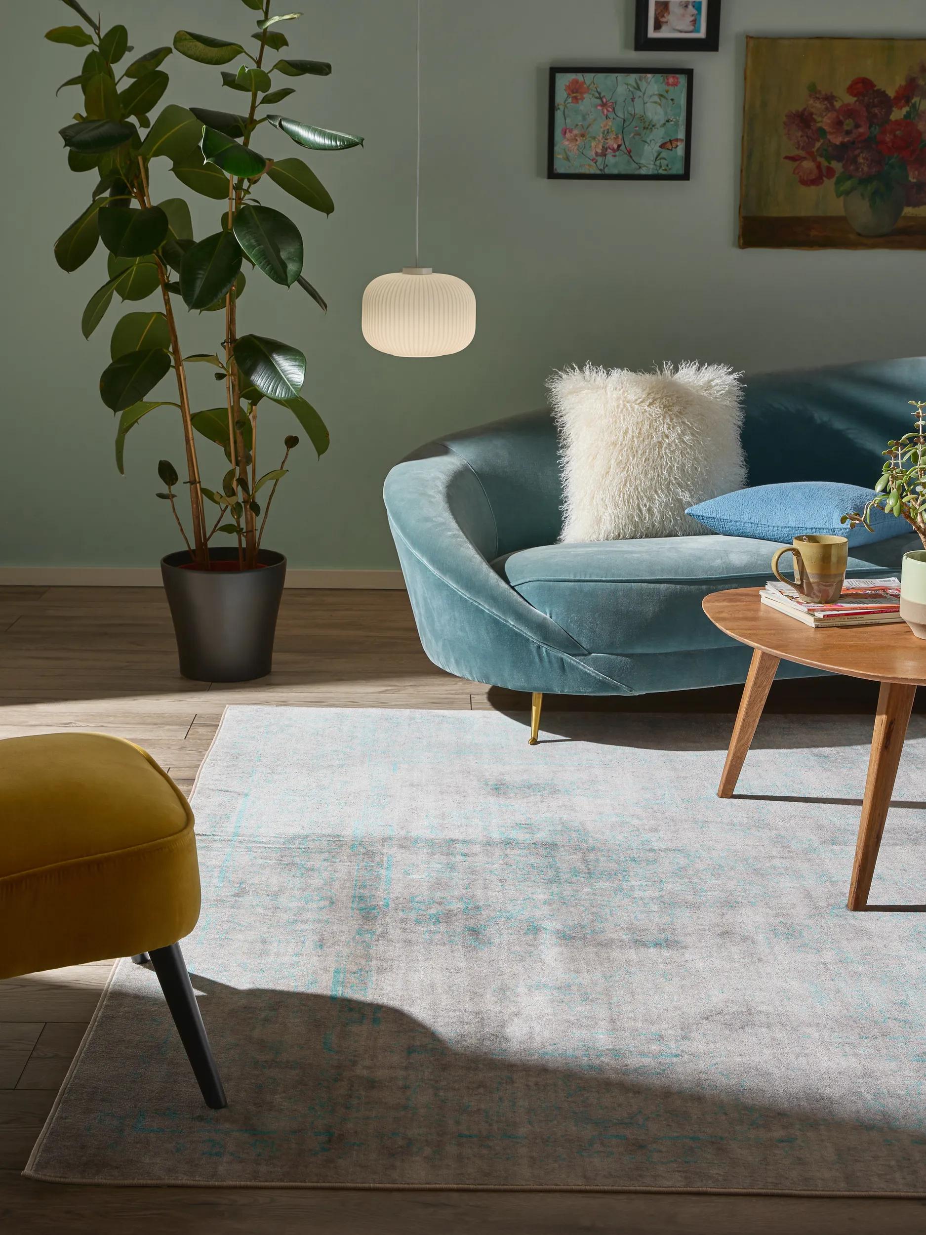 Washable Rug Miray Grey/Turquoise