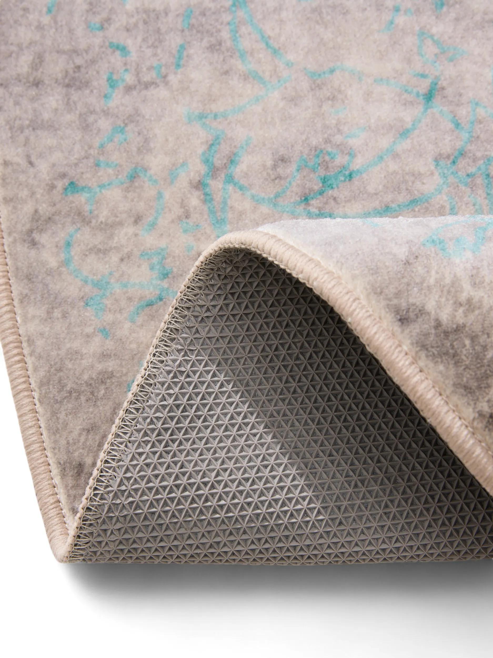 Alfombra lavable Miray Gris/Turquesa