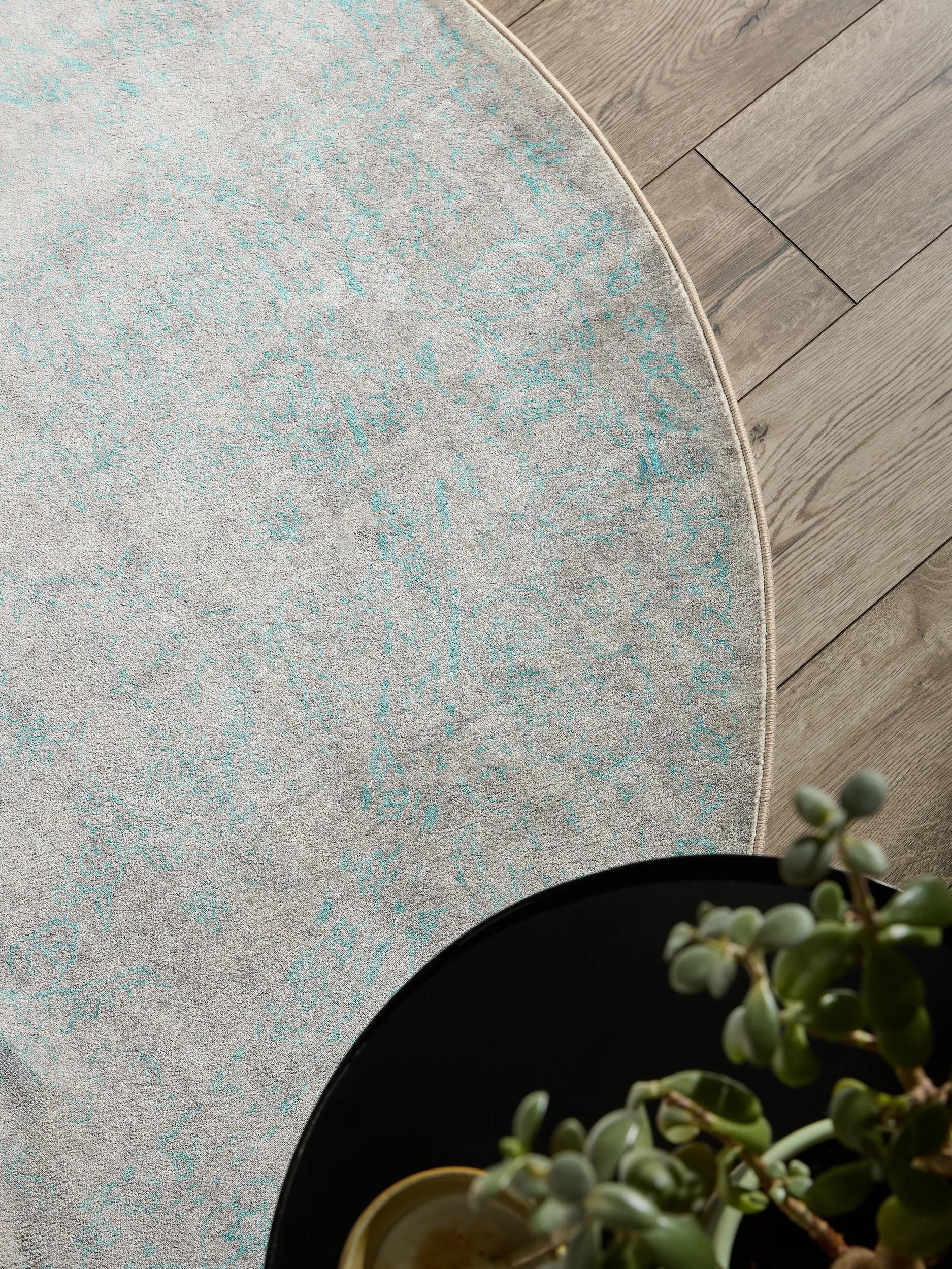 Alfombra lavable Miray Gris/Turquesa