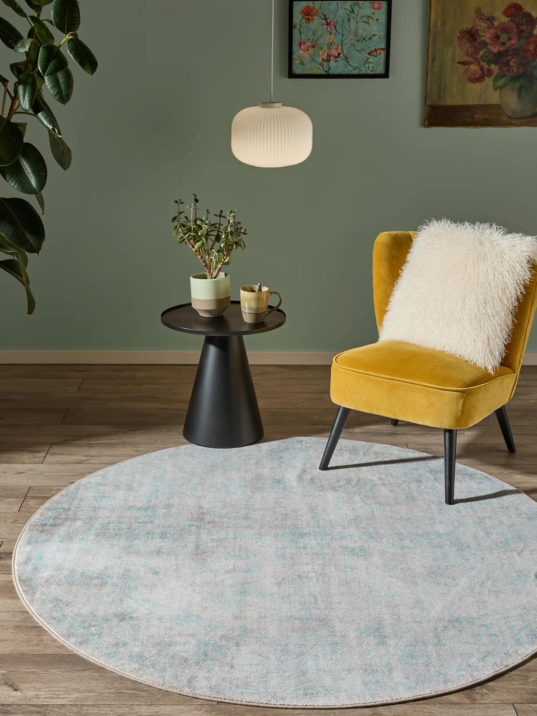 Alfombra lavable Miray Gris/Turquesa