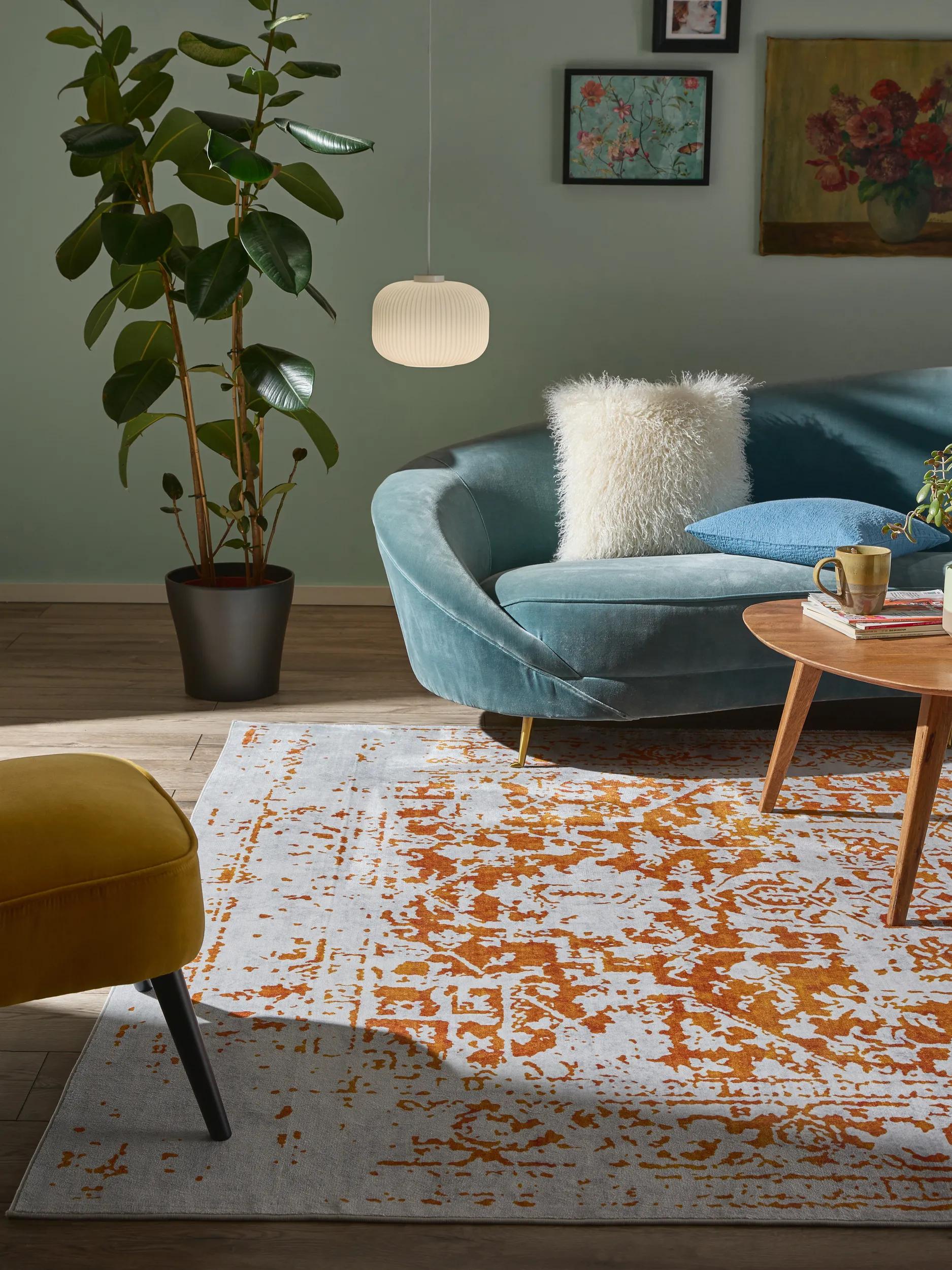 Washable Rug Miray Grey/Orange