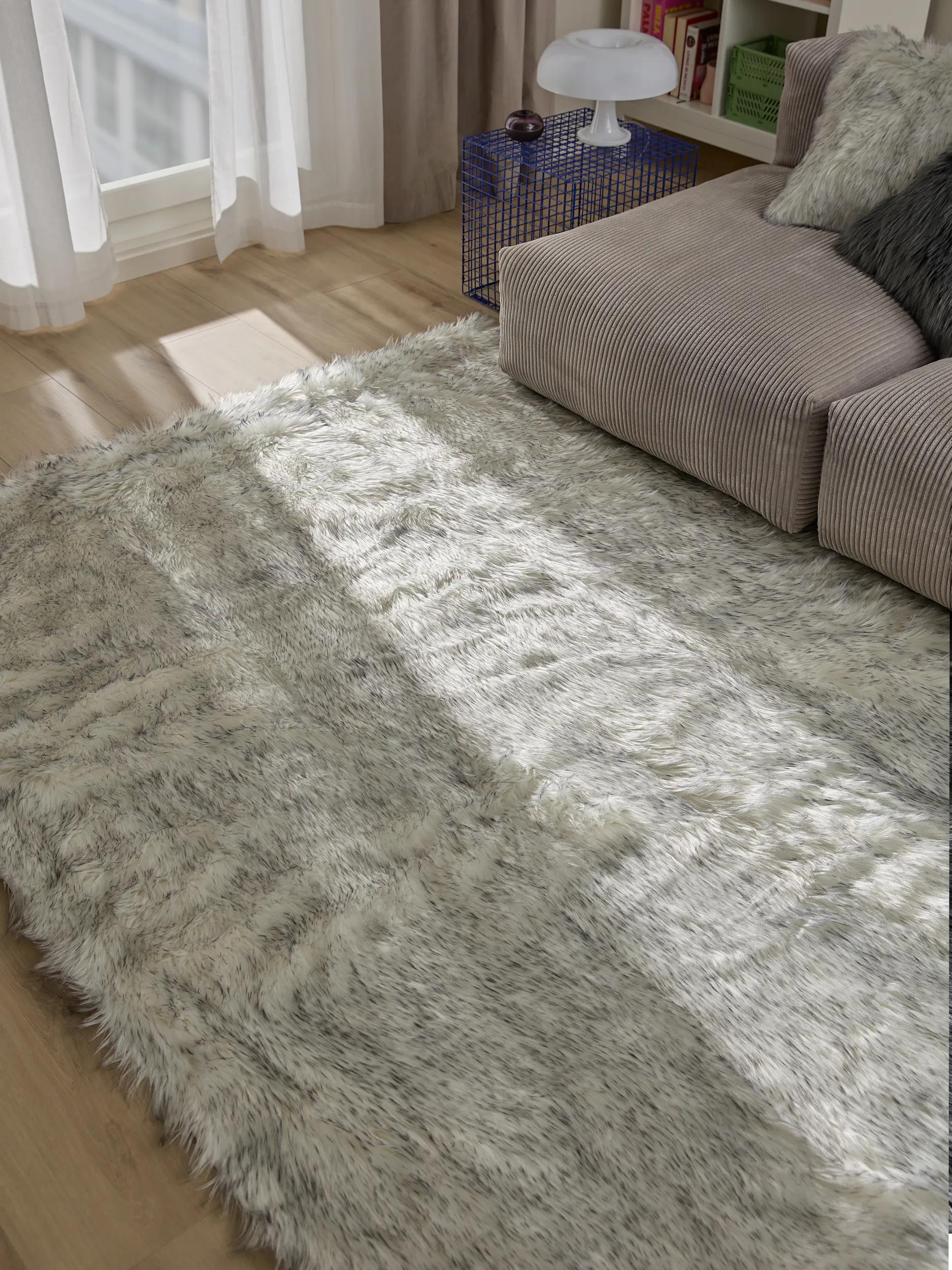 Washable Shaggy Rug Nanuk Black/White
