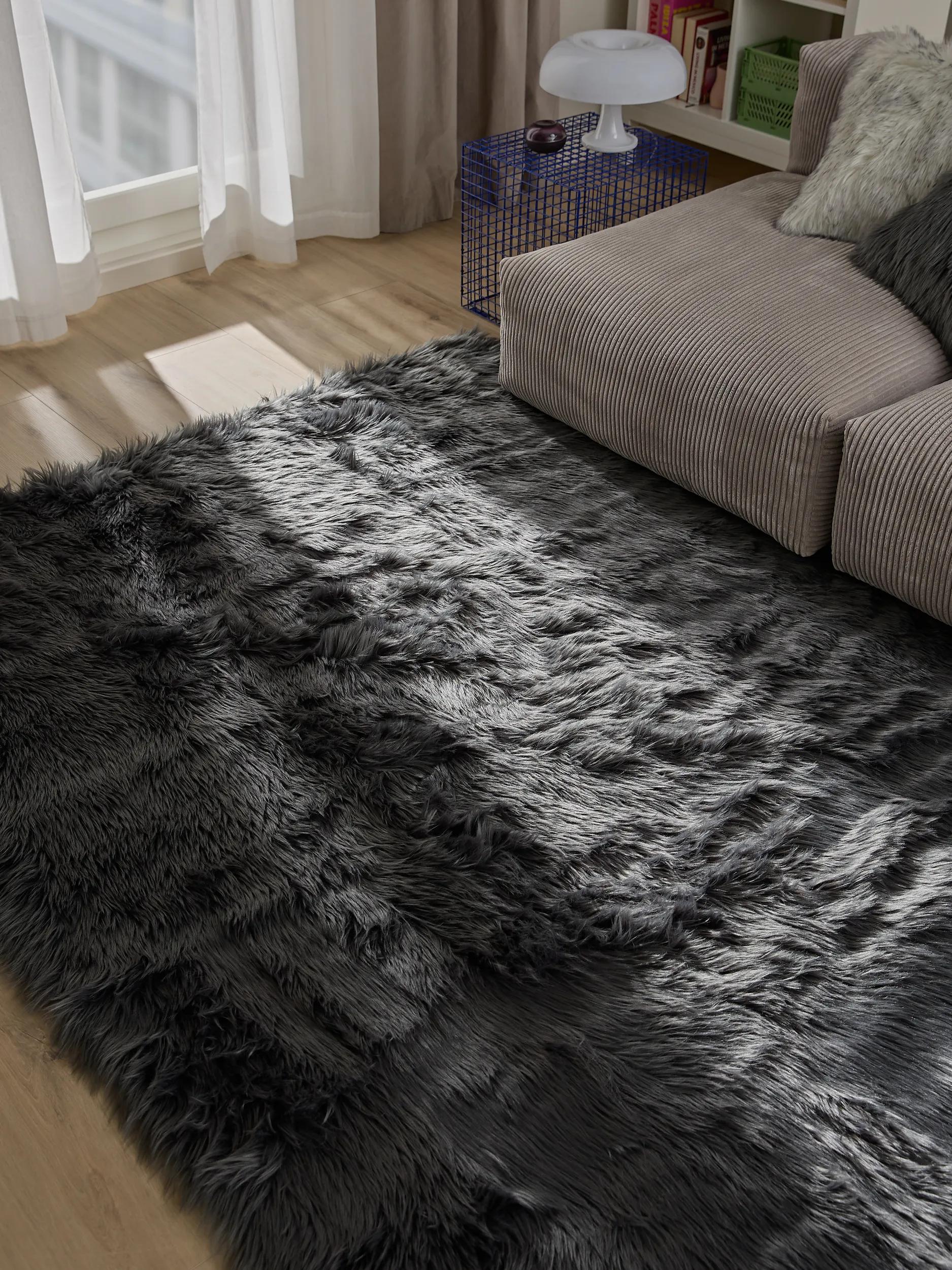Washable Shaggy Rug Nanuk Charcoal