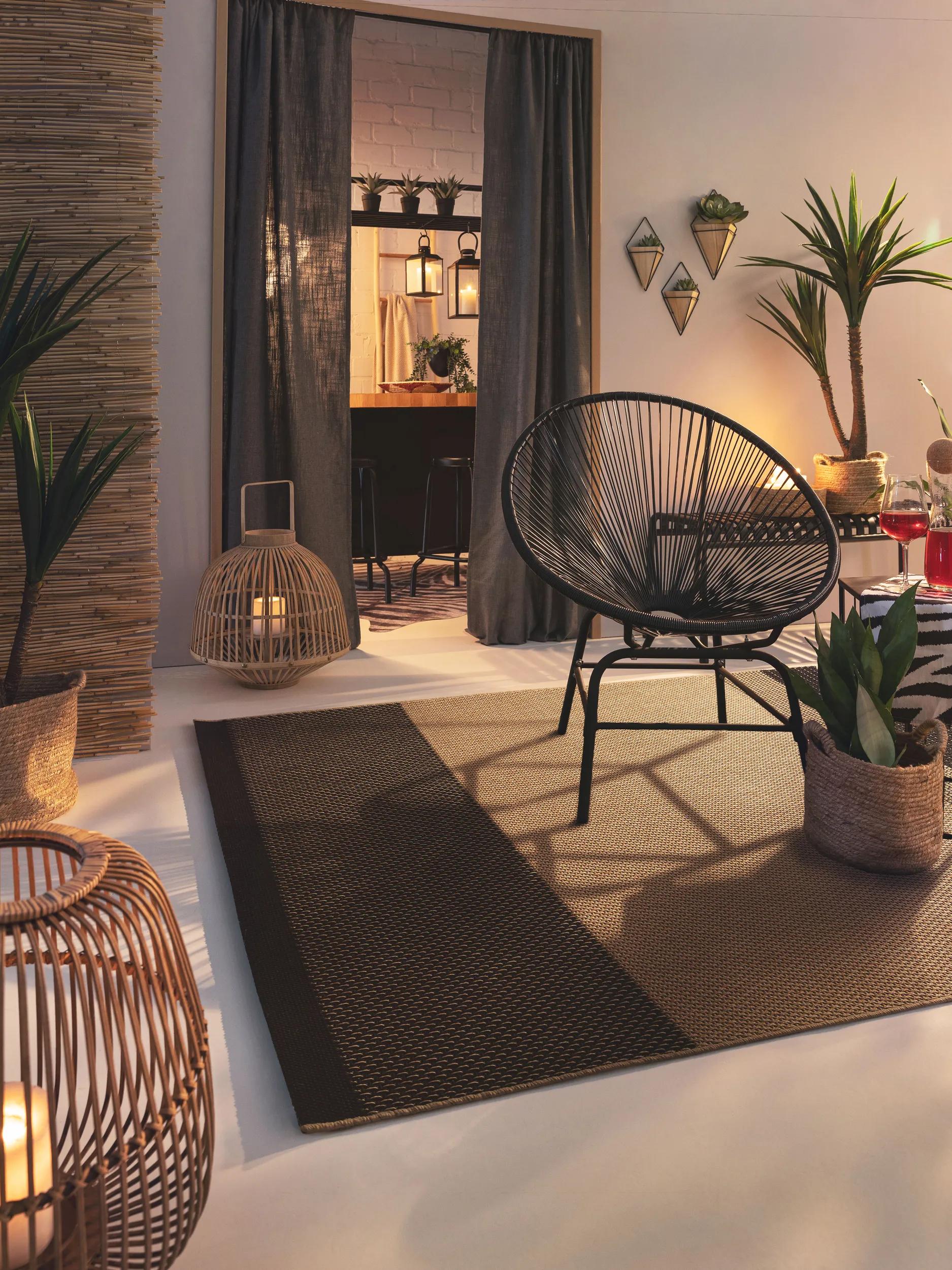 Alfombra de interior y exterior Naoto Beige/Negro