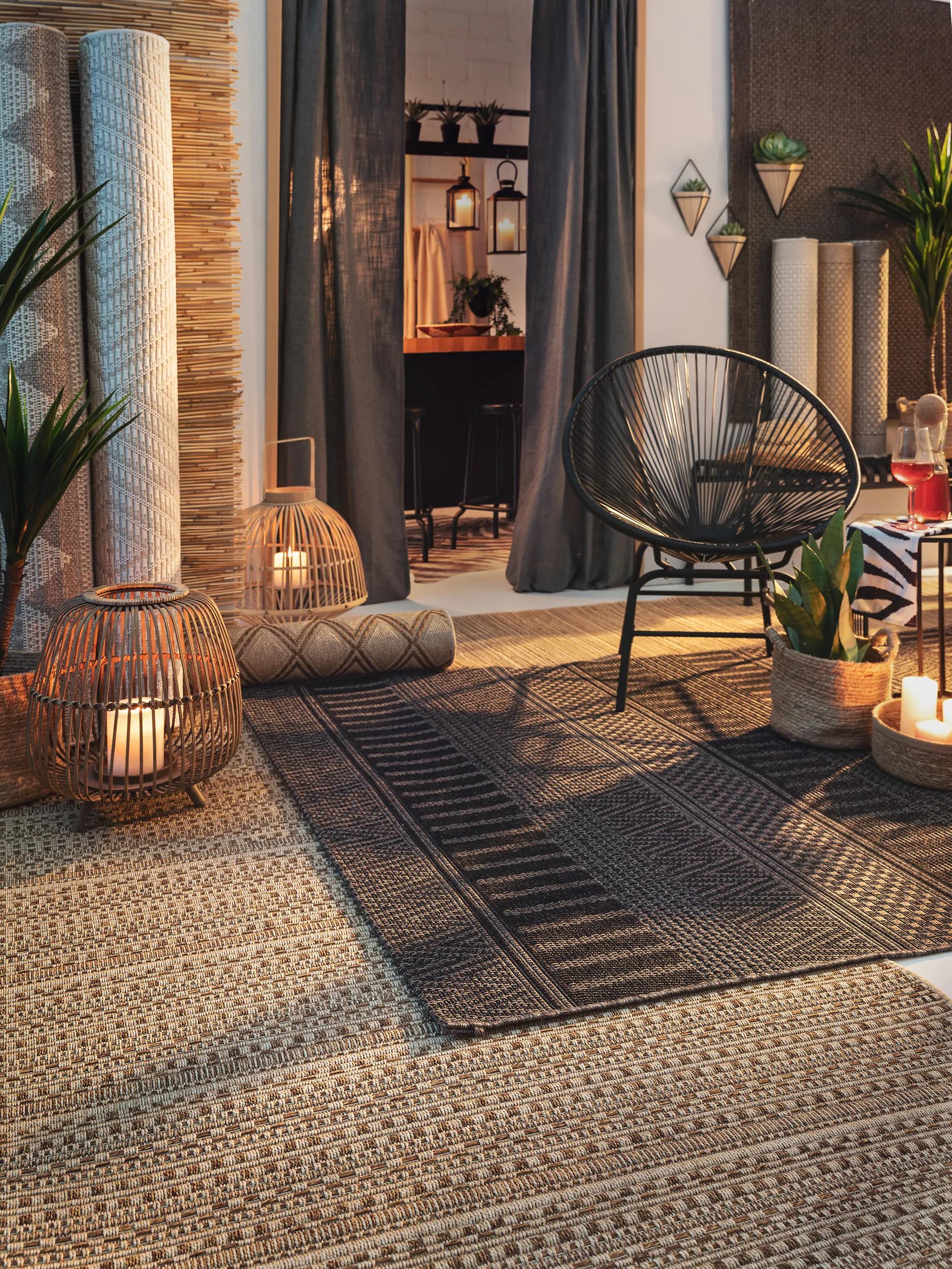 Alfombra de interior y exterior Naoto Beige/Negro