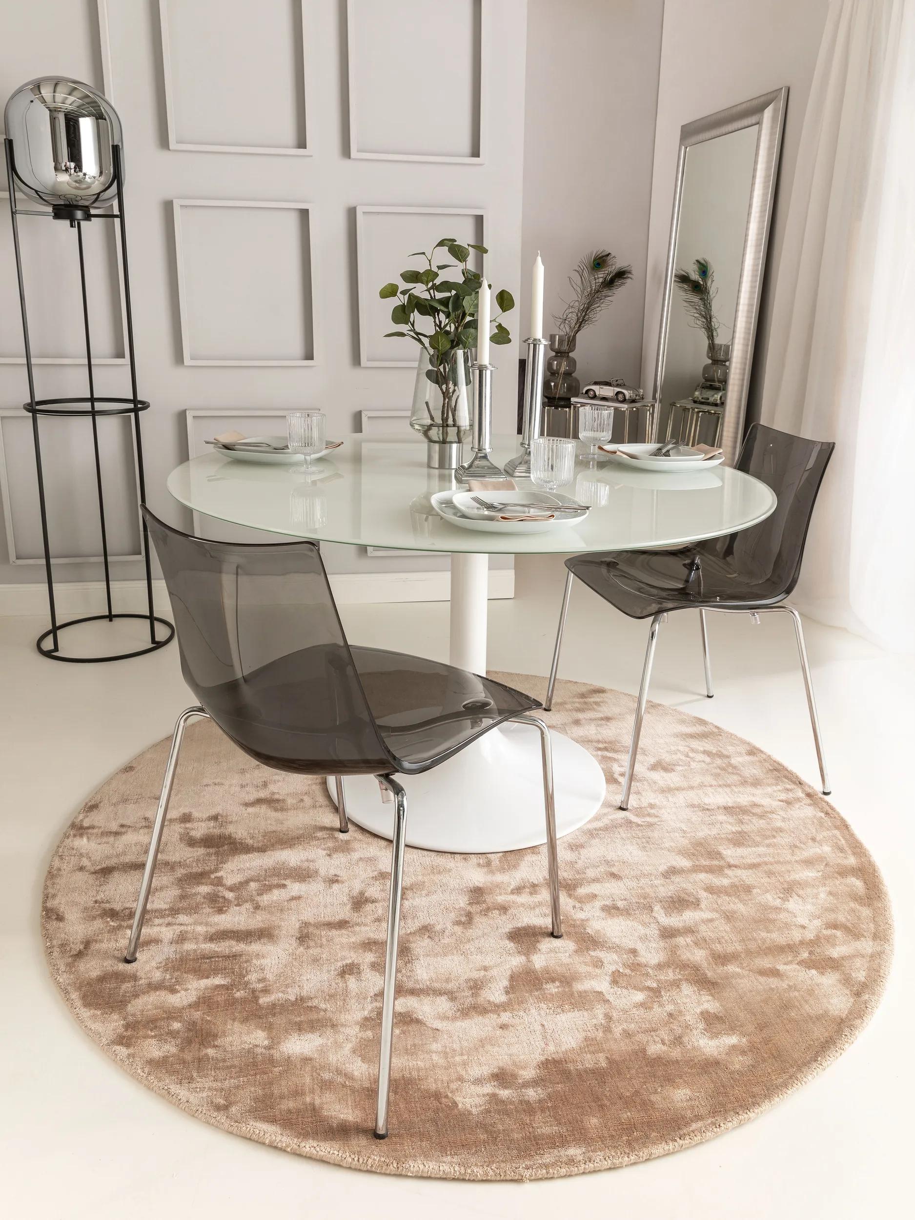 Viscose Rug Round Nela Taupe