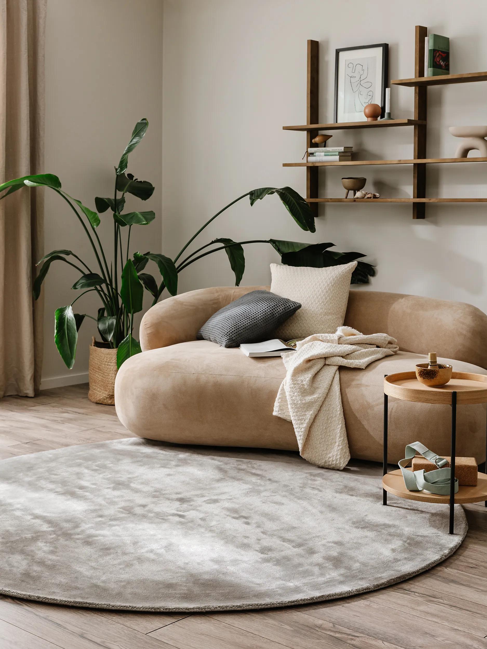 Viscose Rug Round Nela Grey