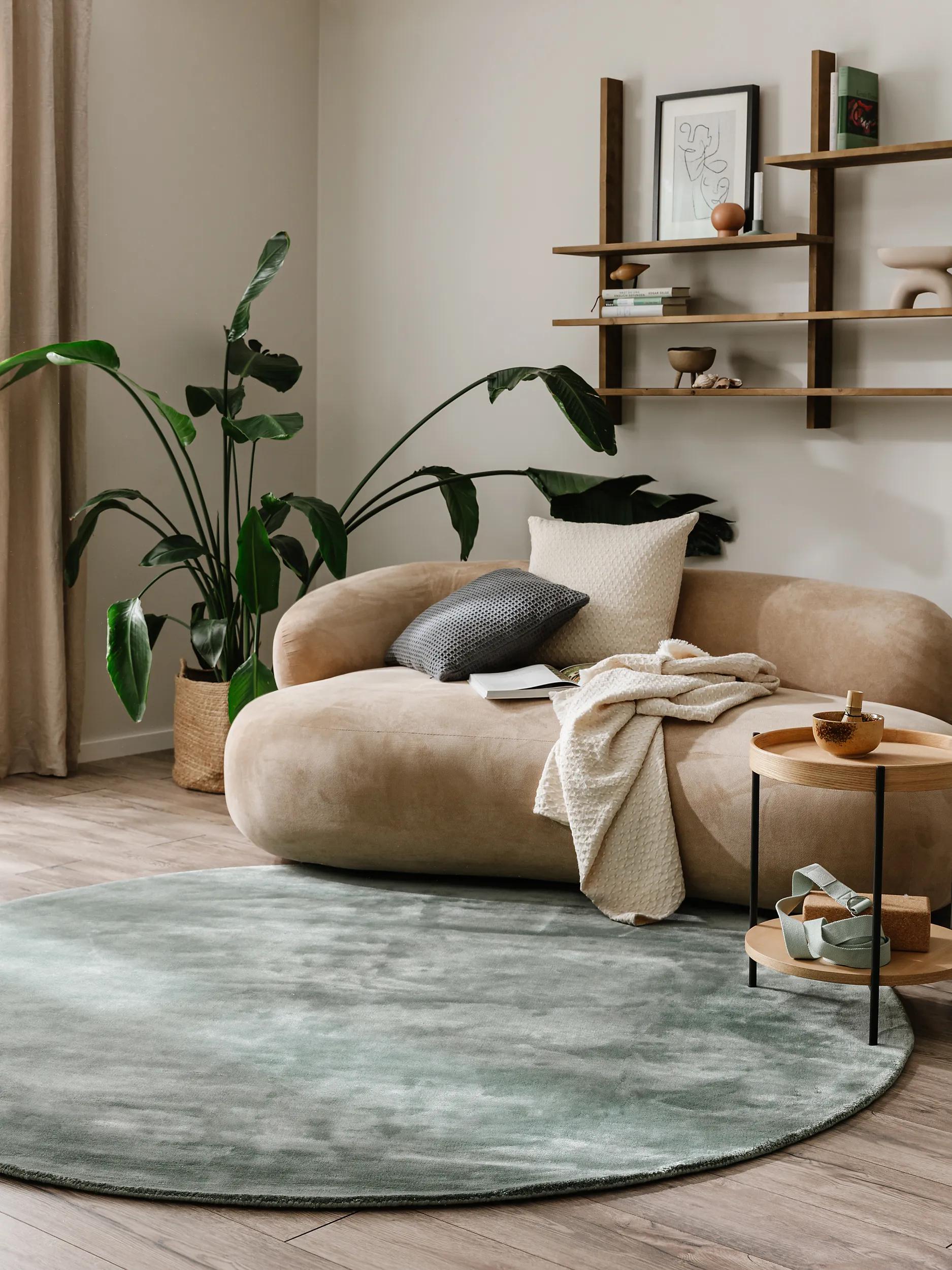 Viscose Rug Round Nela Light Green