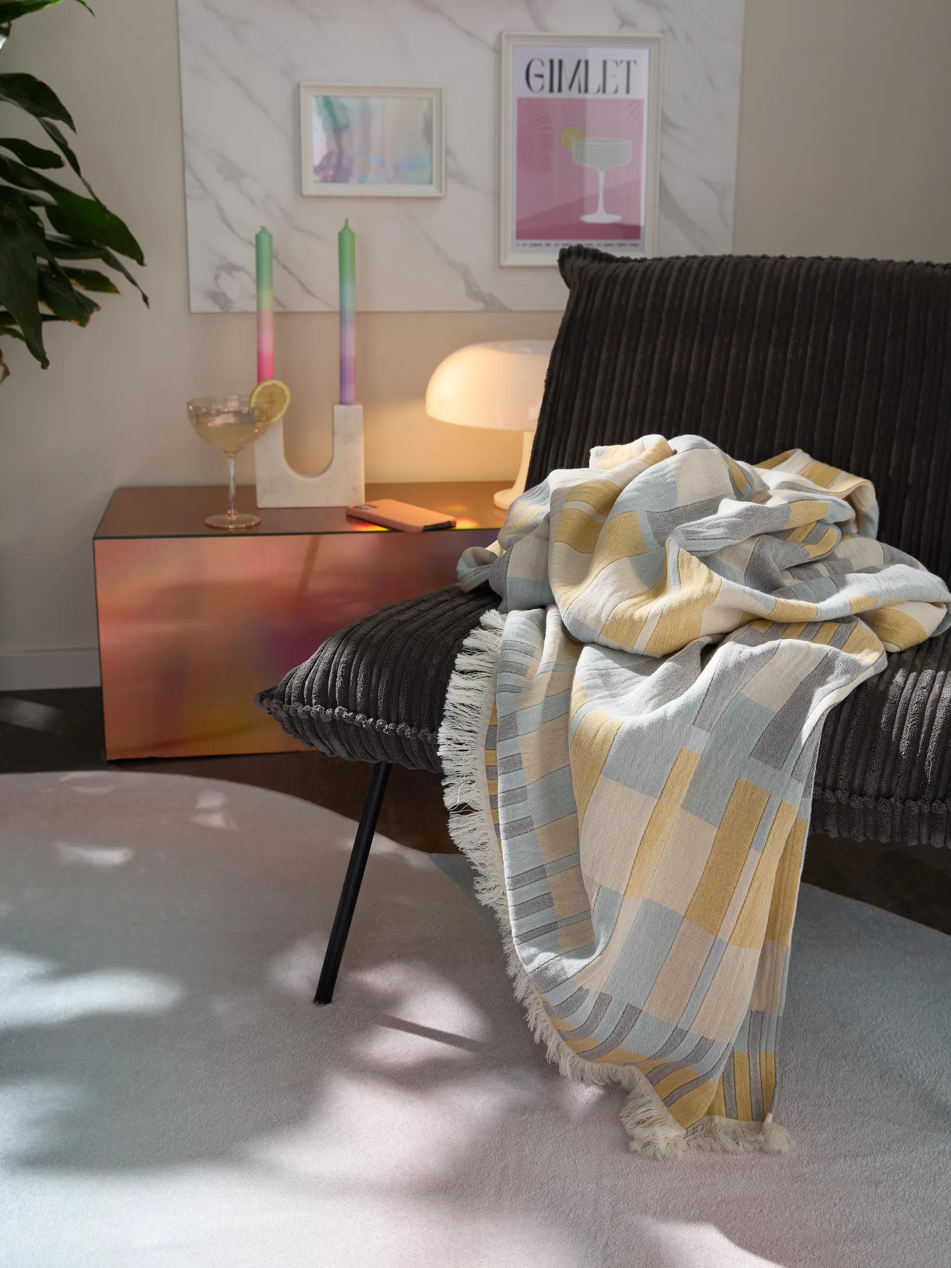 Cotton blanket Nico Multicolour/Yellow