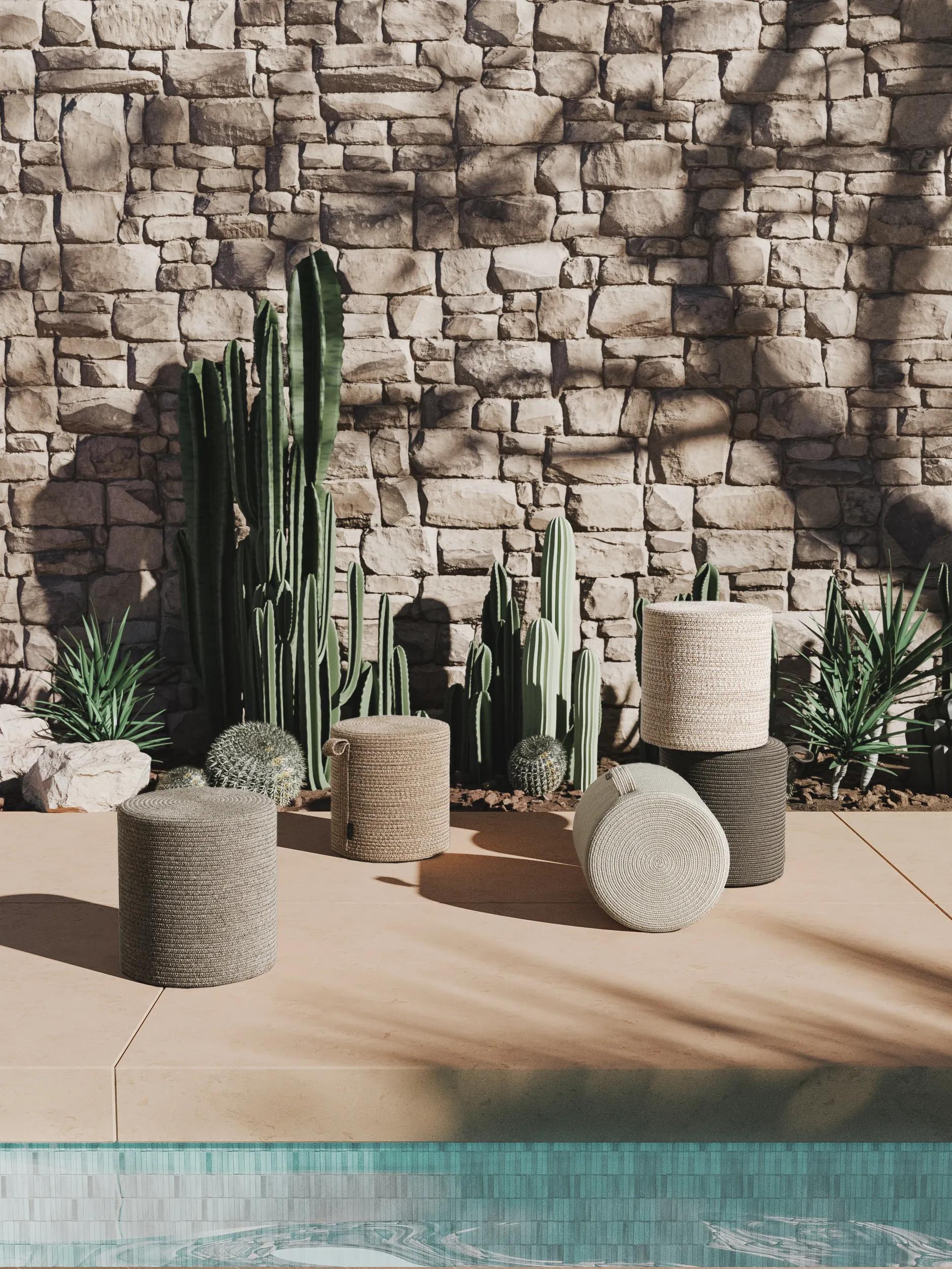 In- & Outdoor Pouf Noe Grey/Taupe