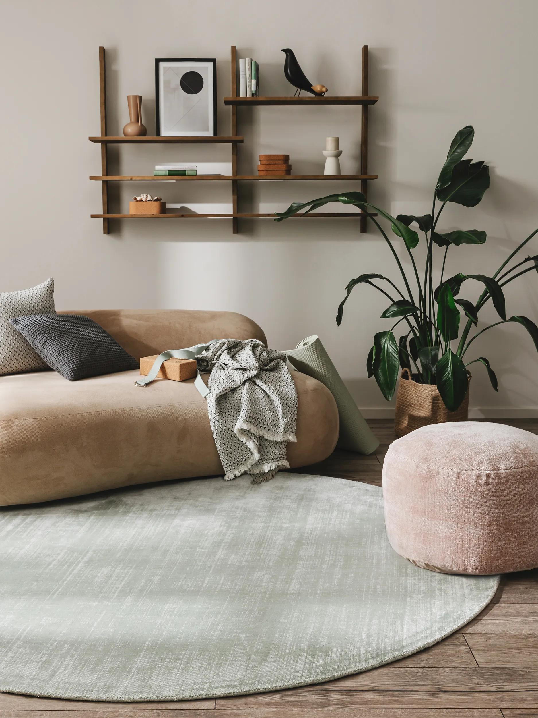 Viscose Rug Round Nova Mint