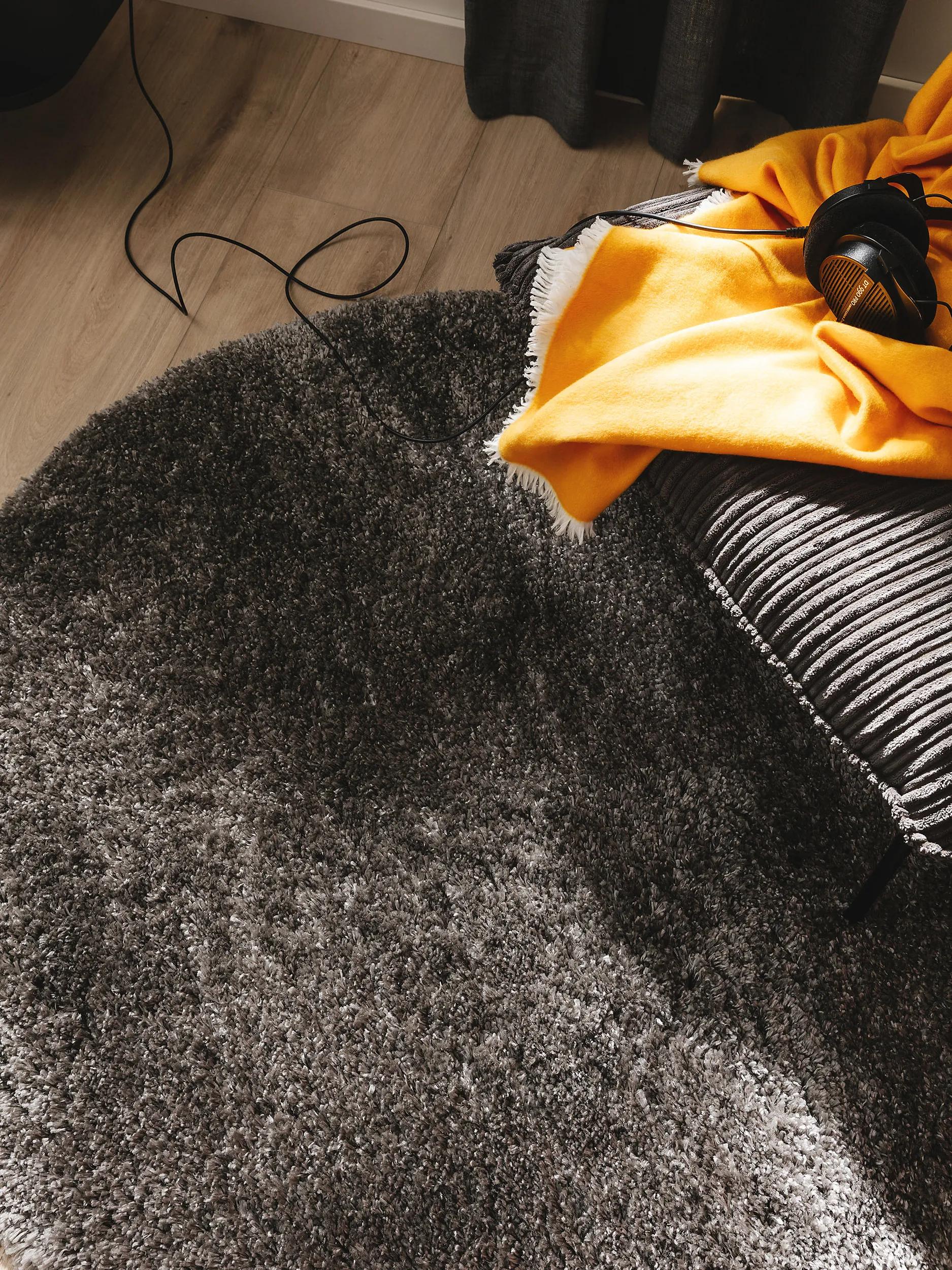 Shaggy Round Rug Ricky Charcoal