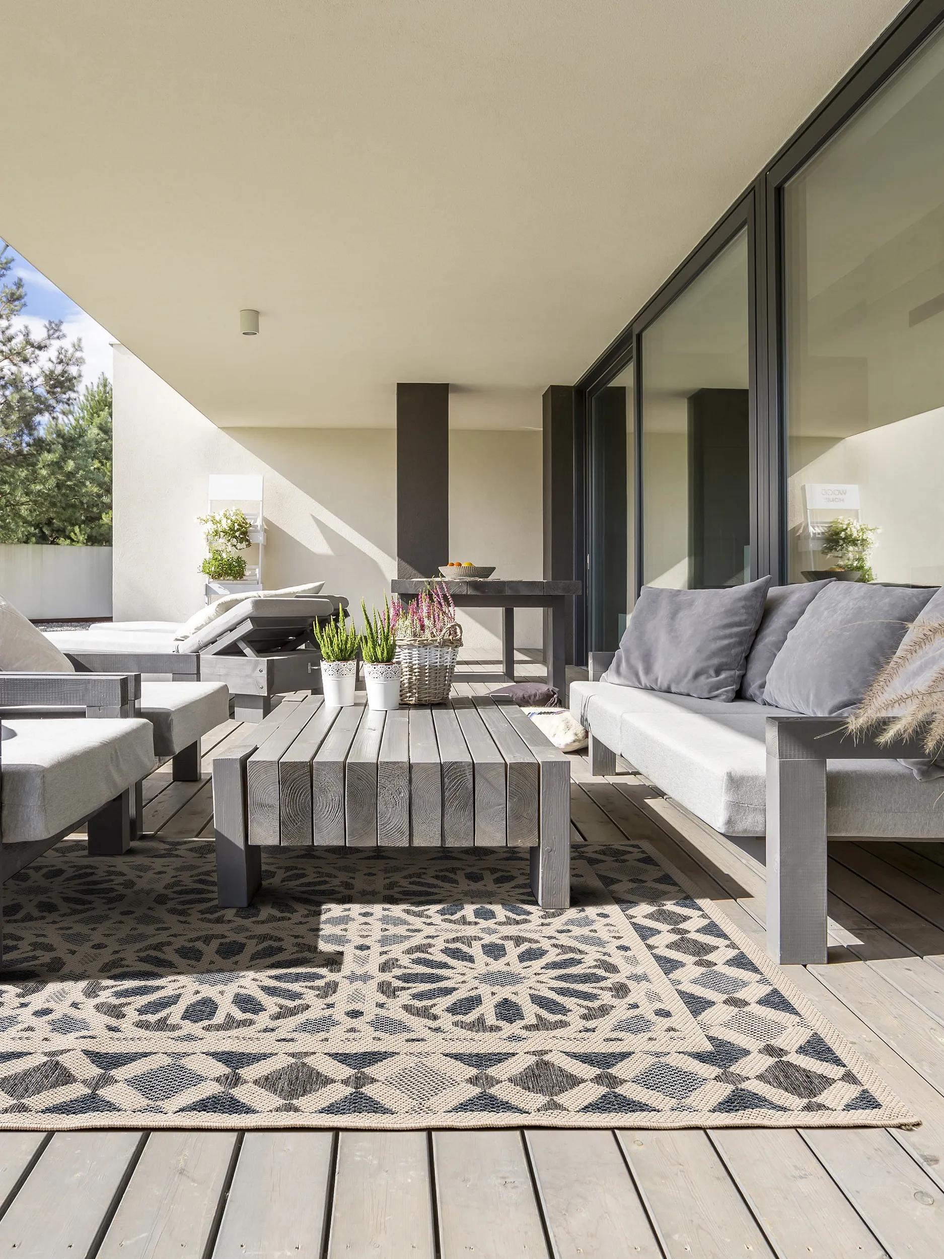 In- & Outdoor Rug River Beige/Blue