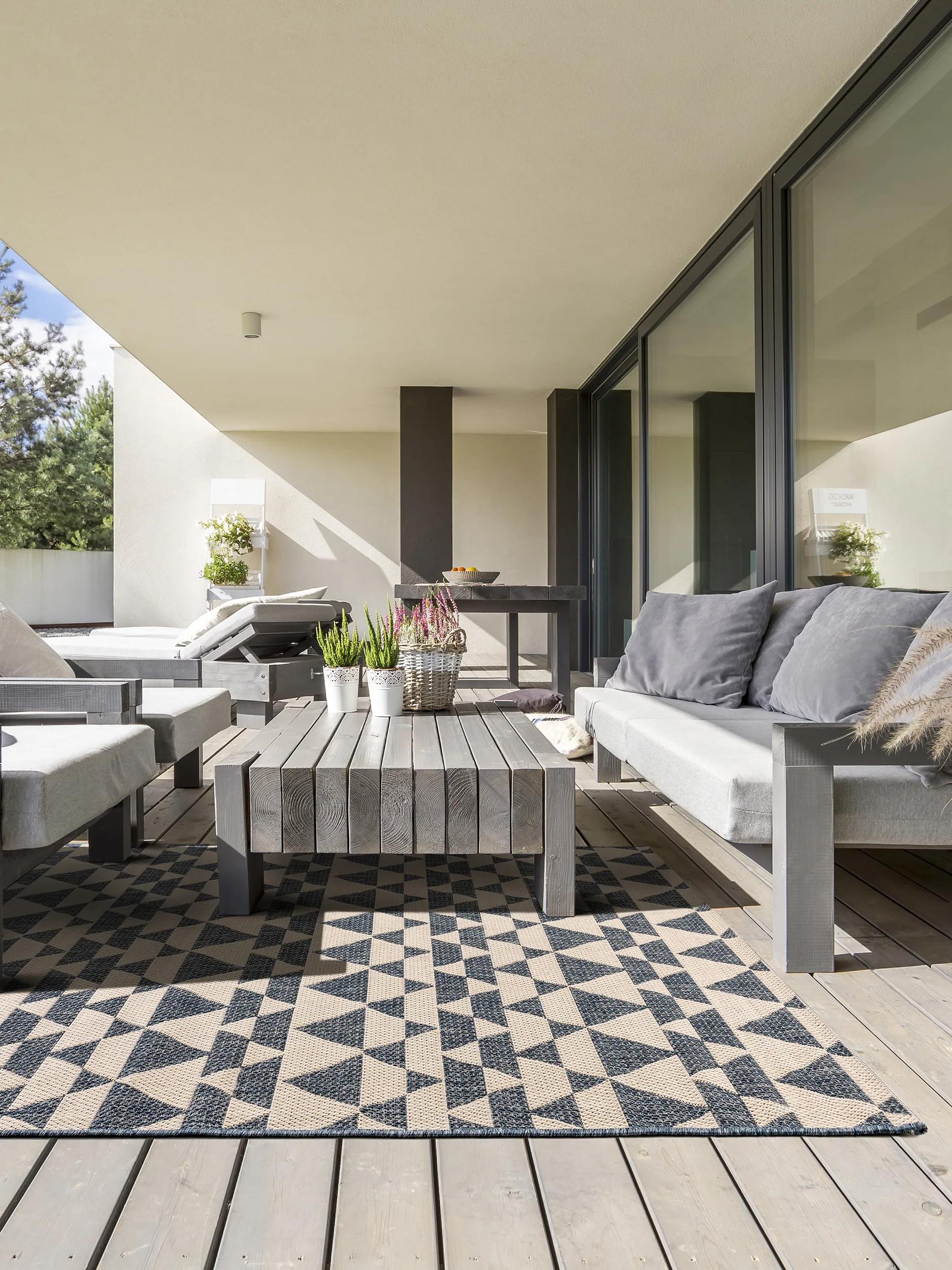 In- & Outdoor Rug River Beige/Blue