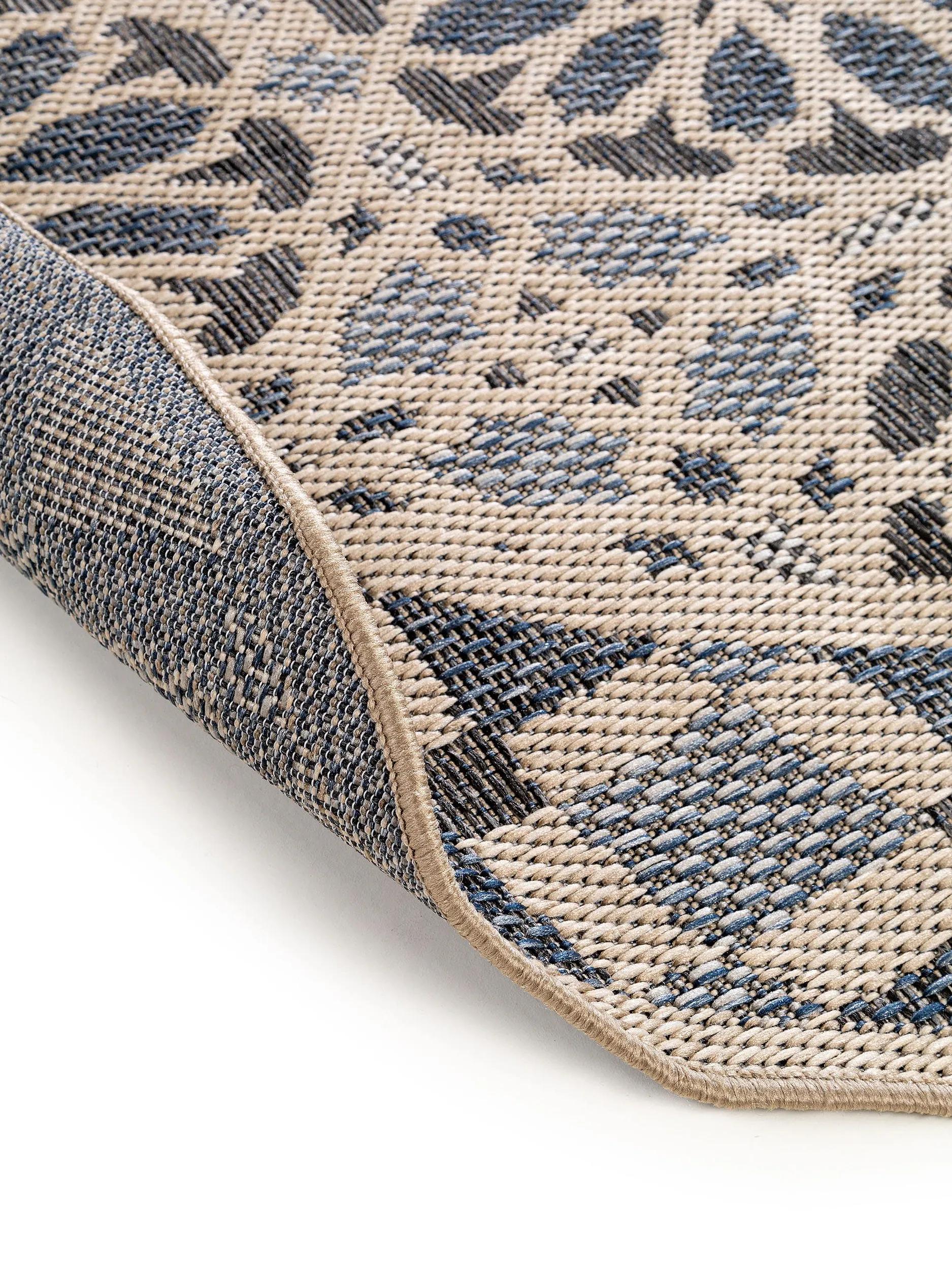In- & Outdoor Round Rug River Beige/Blue
