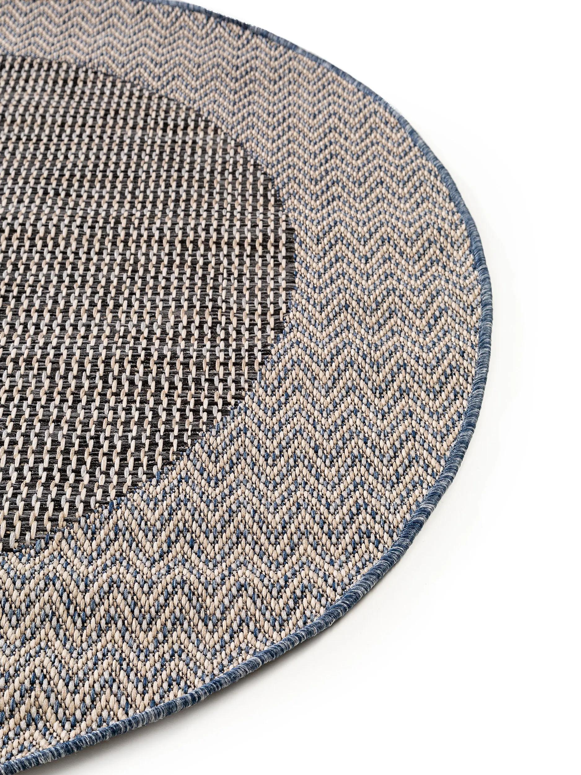 In- & Outdoor Round Rug River Beige/Blue