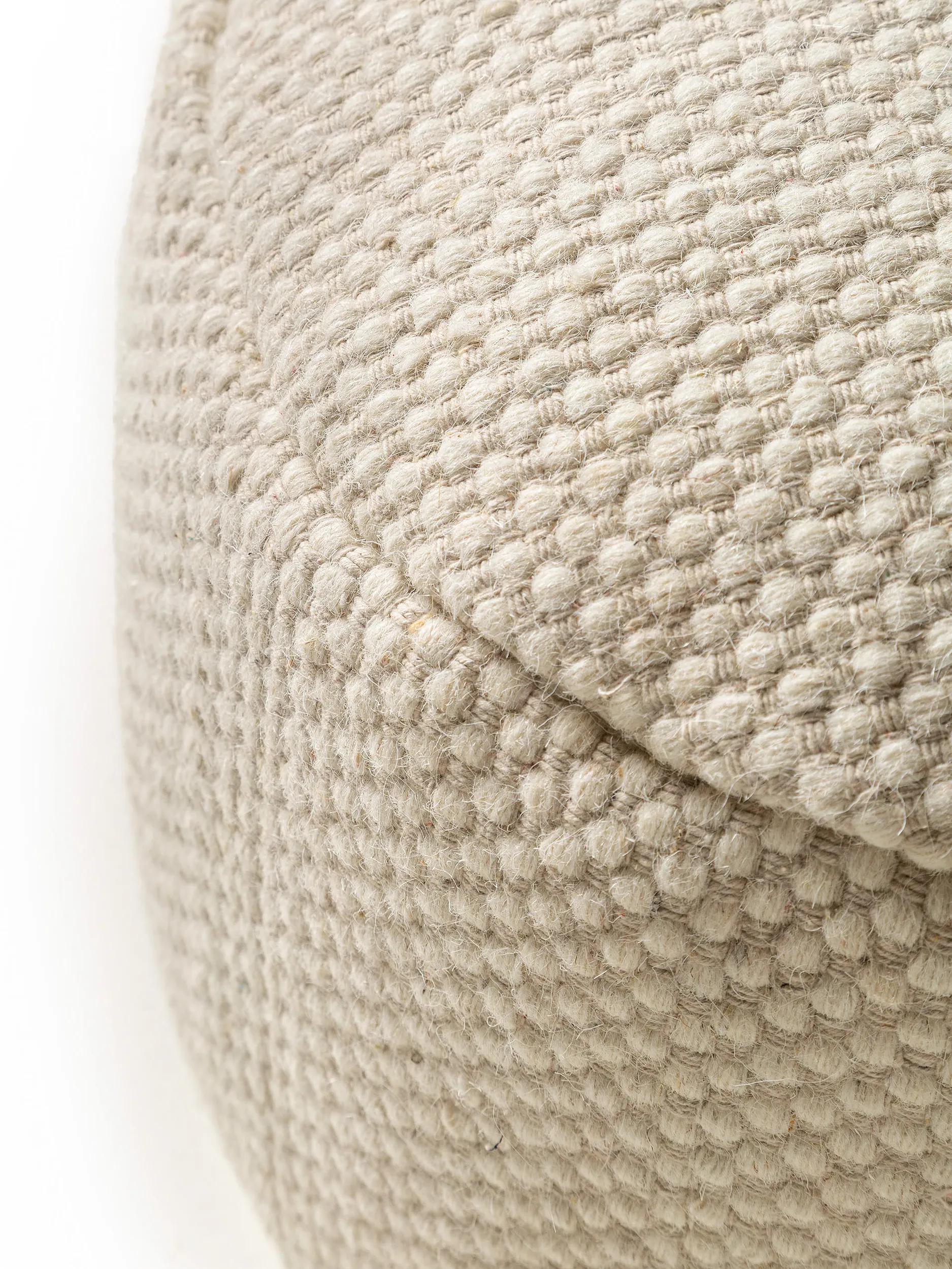 Handmade Wool Pouf Rocco White