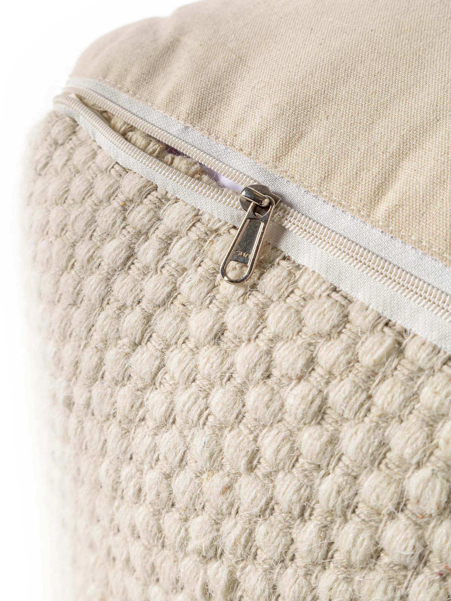 Handmade Wool Pouf Rocco White