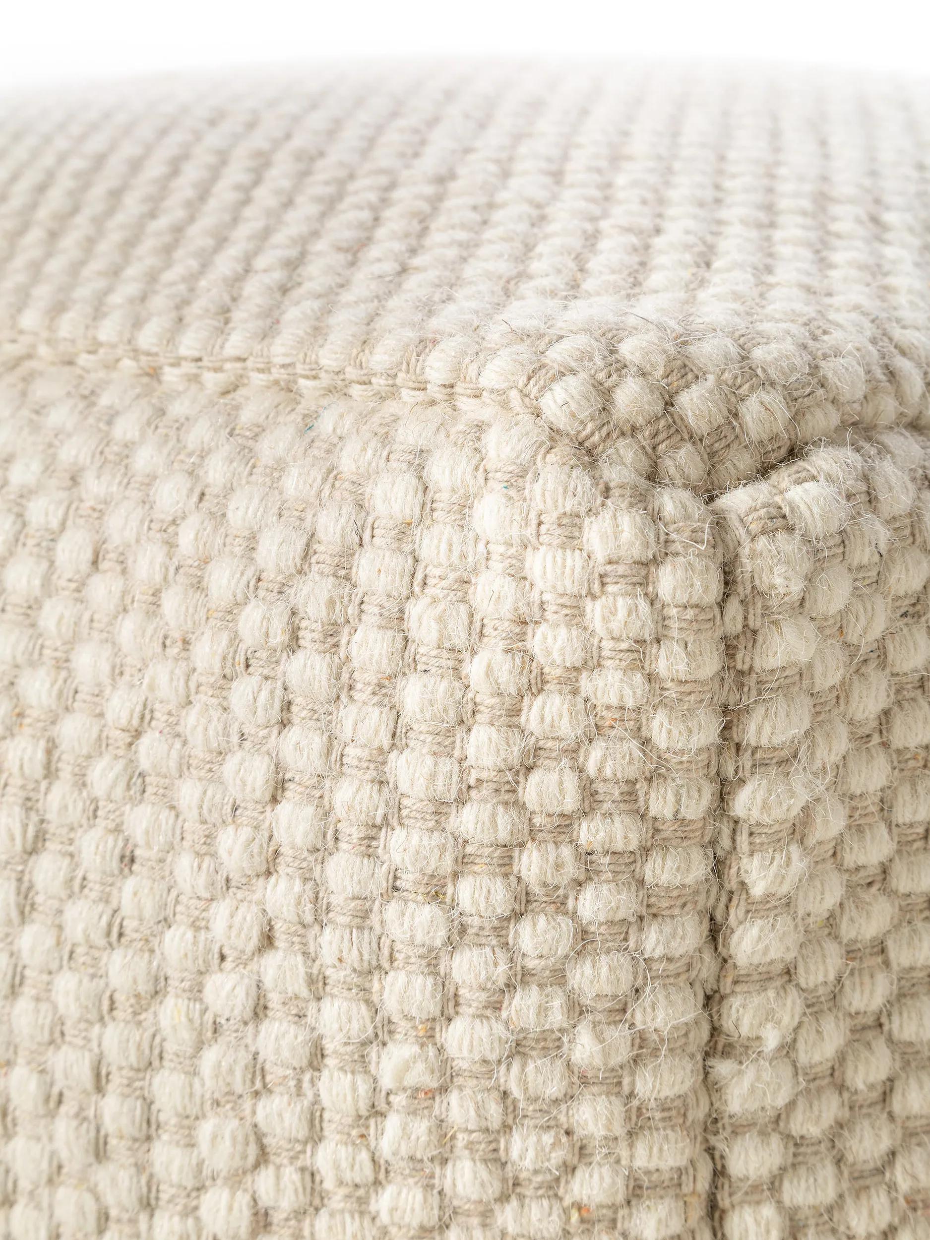 Handmade Wool Pouf Rocco White