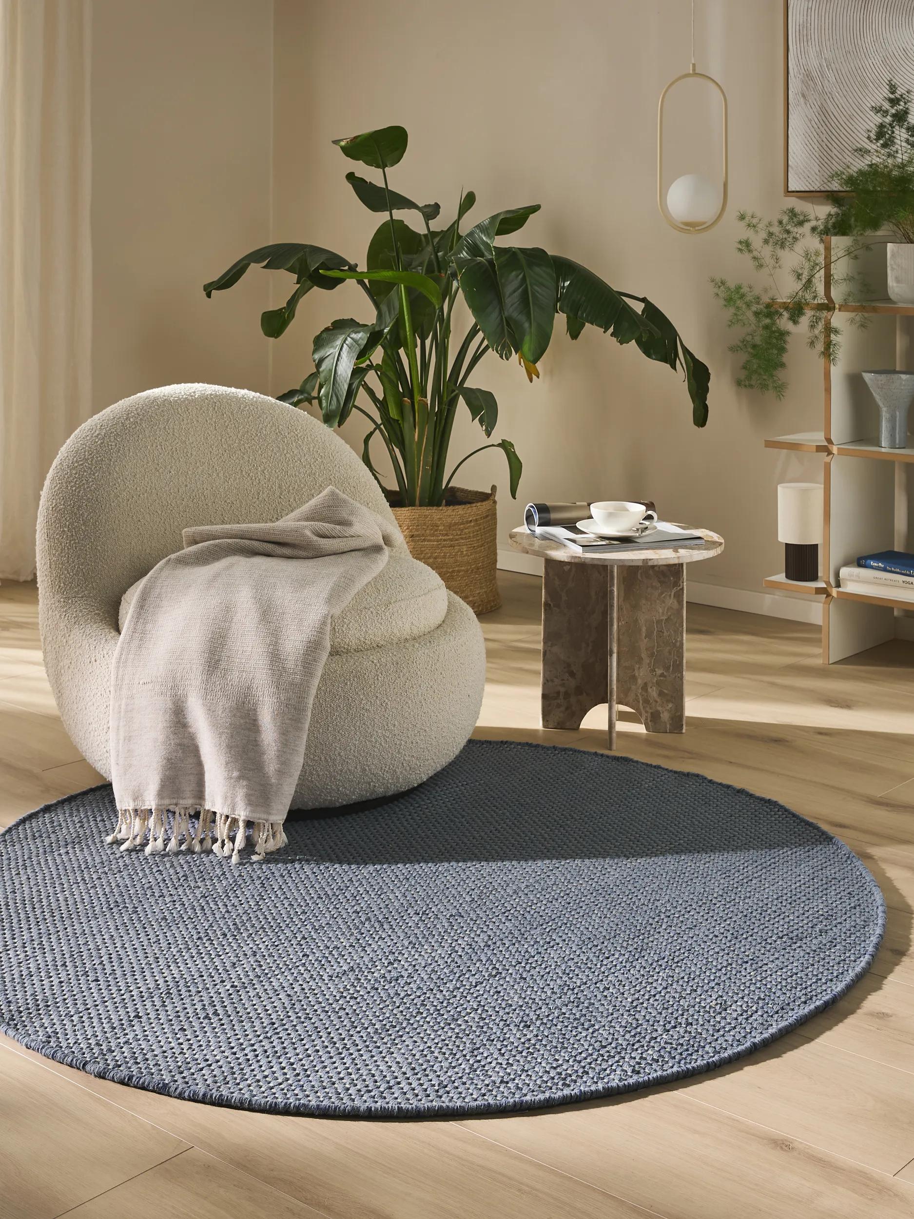 Round Wool Rug Rocco Blue