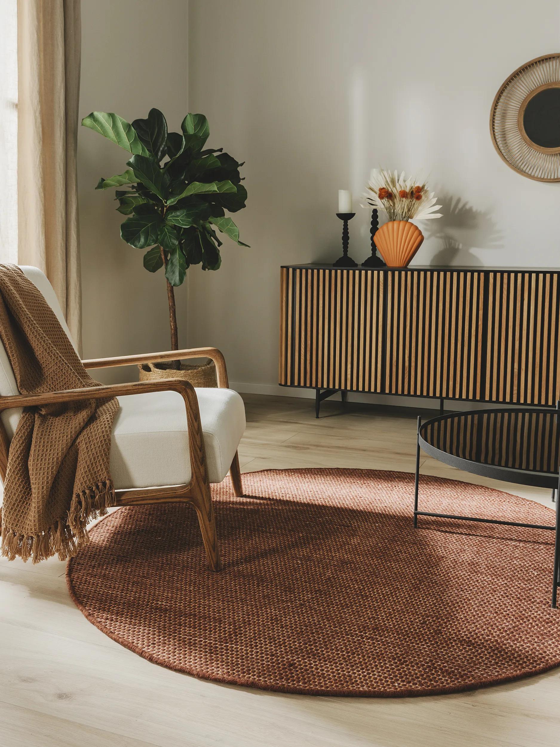 Round Wool Rug Rocco Brown