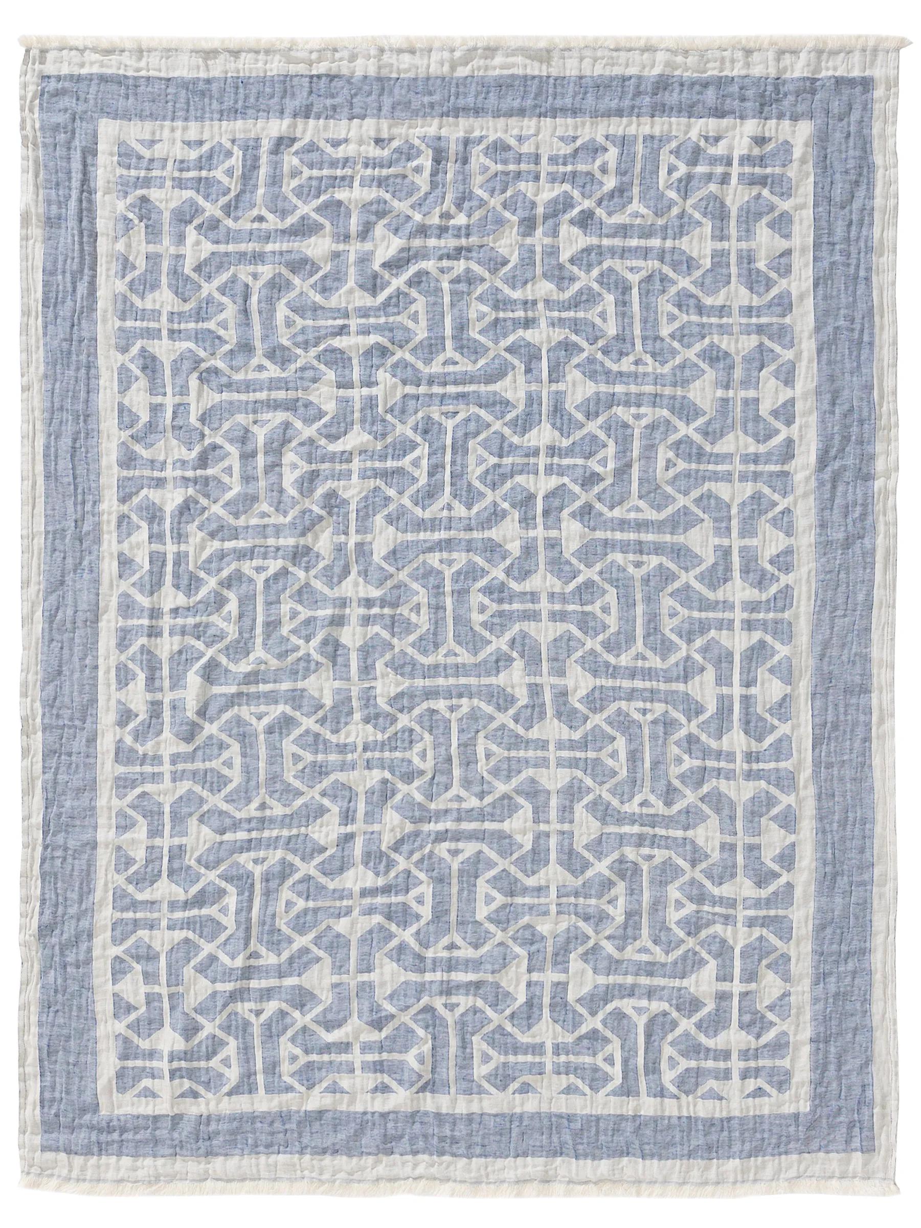 Couverture en mélange de lin Sabine Bleu