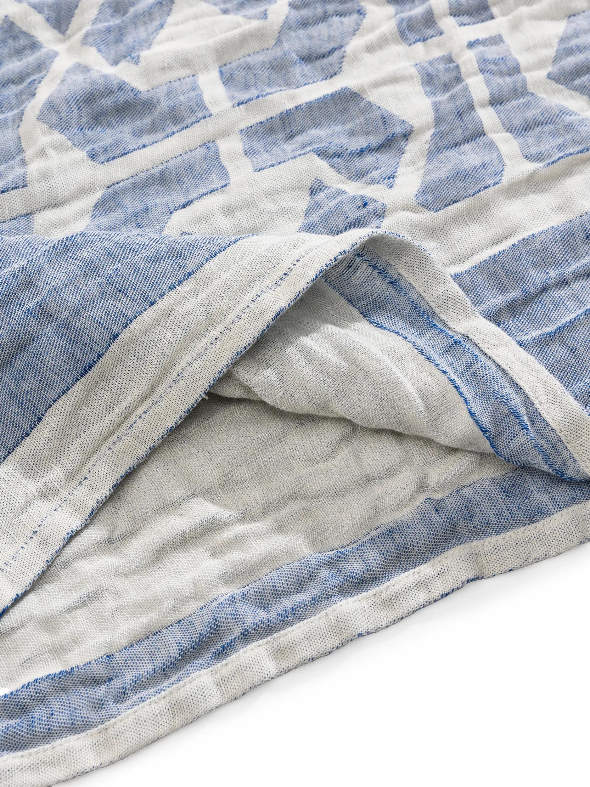 Couverture en mélange de lin Sabine Bleu