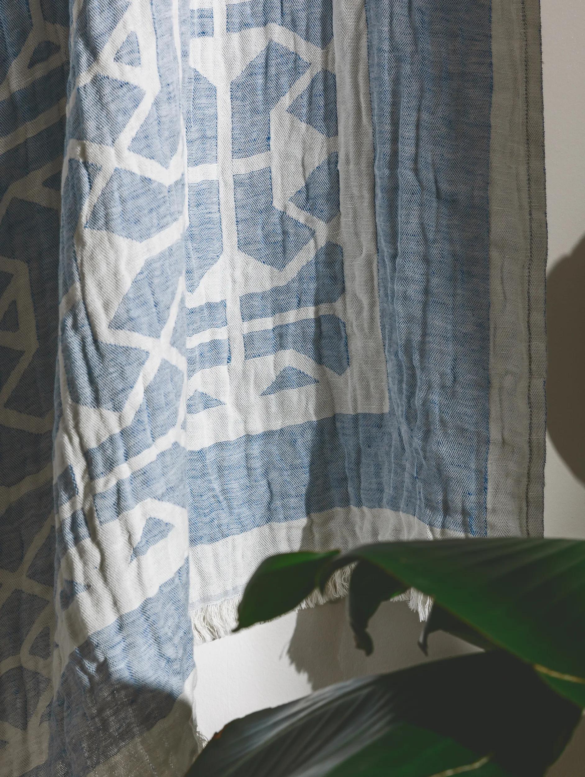 Couverture en mélange de lin Sabine Bleu