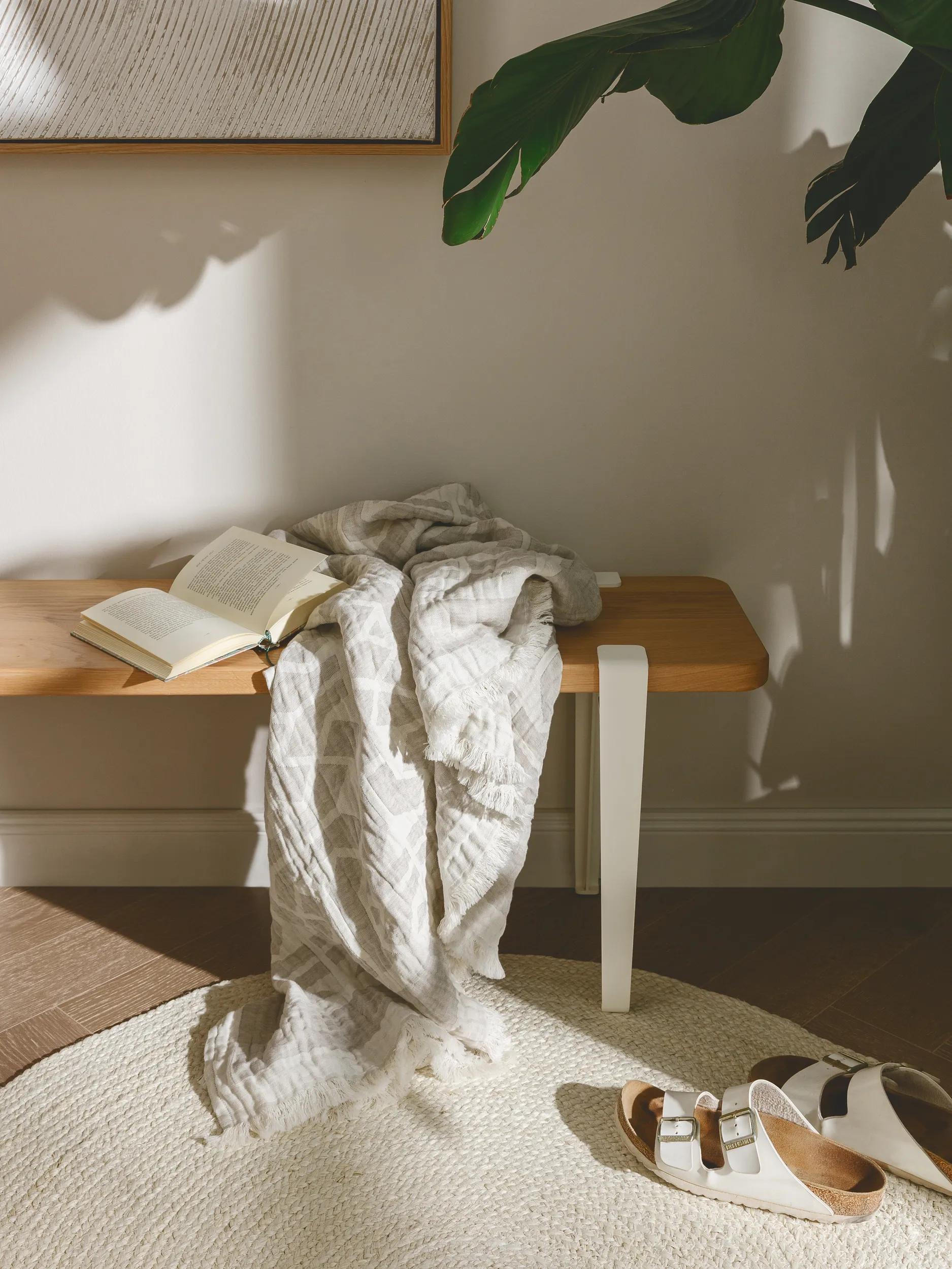 Linen mix Blanket Sabine Cream/Beige