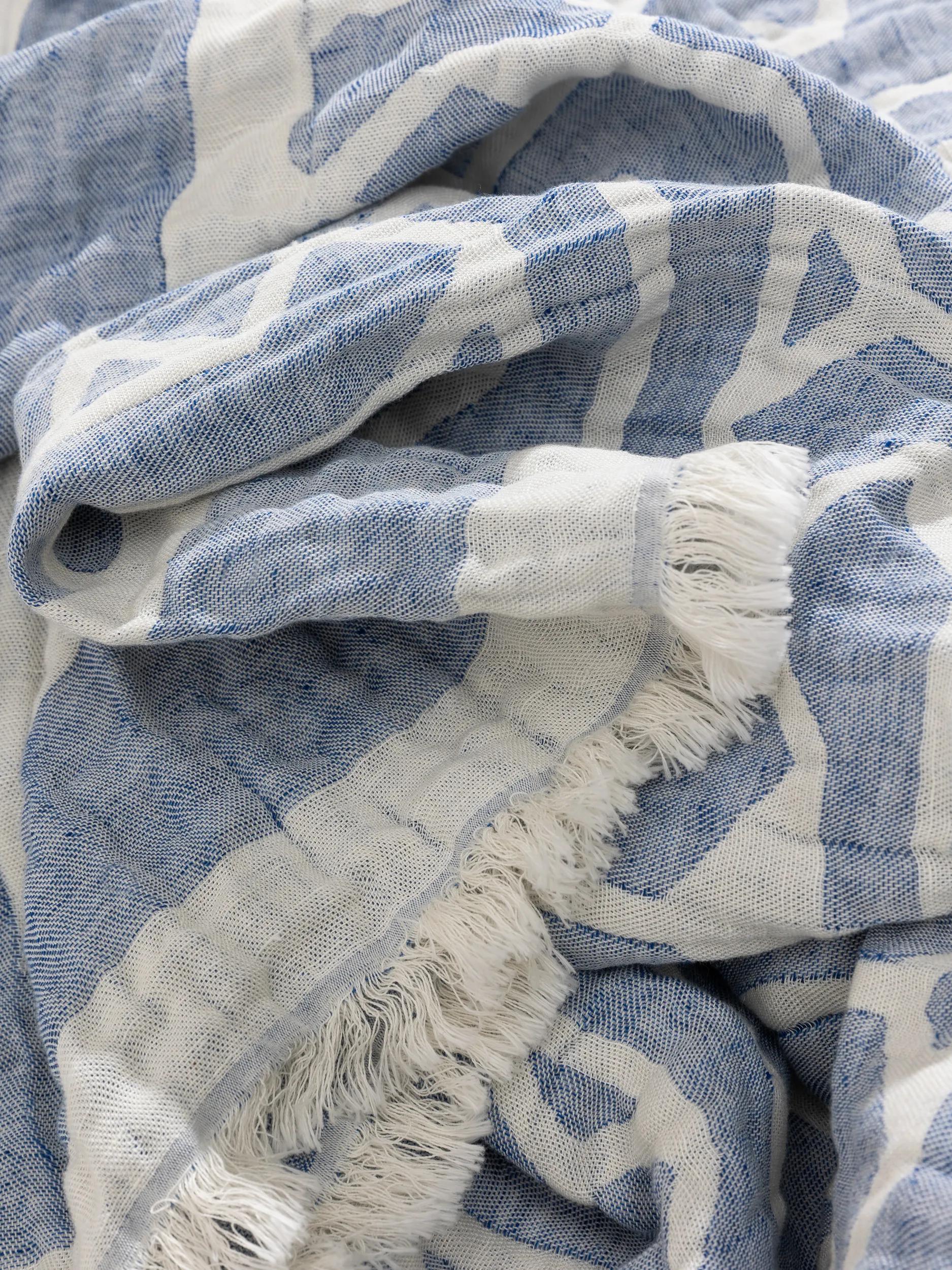 Couverture en mélange de lin Sabine Bleu