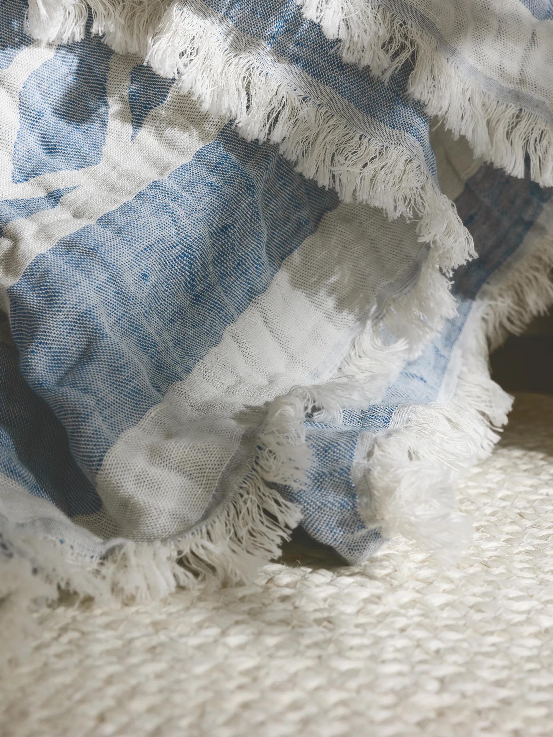 Couverture en mélange de lin Sabine Bleu