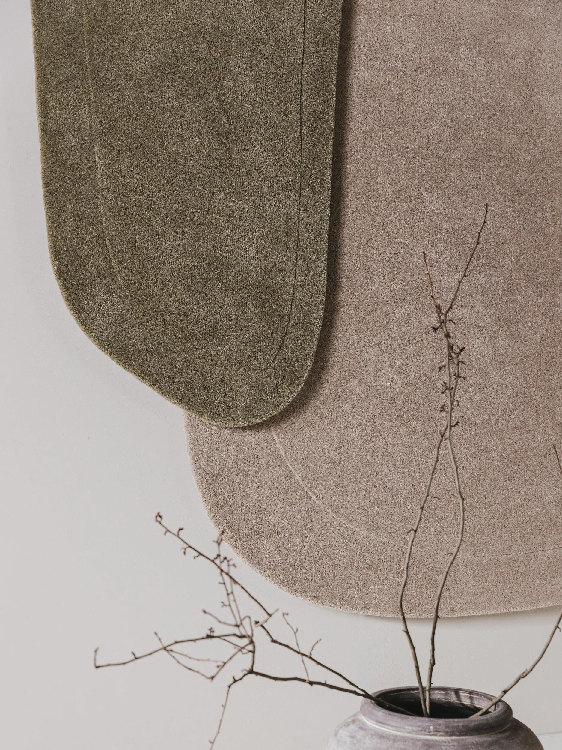 Alfombra de lana forma crema