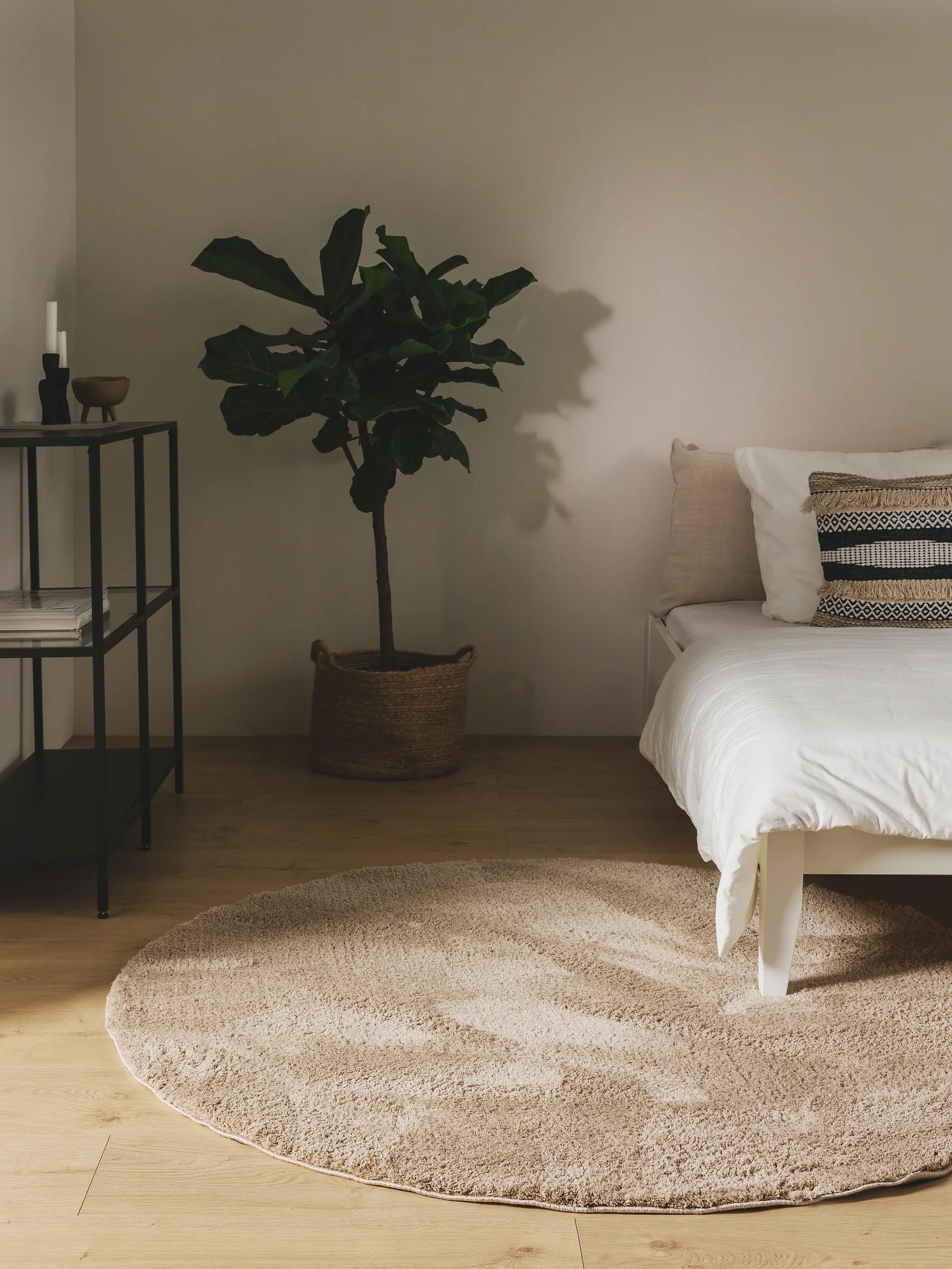 Shaggy Round Rug Soda Beige