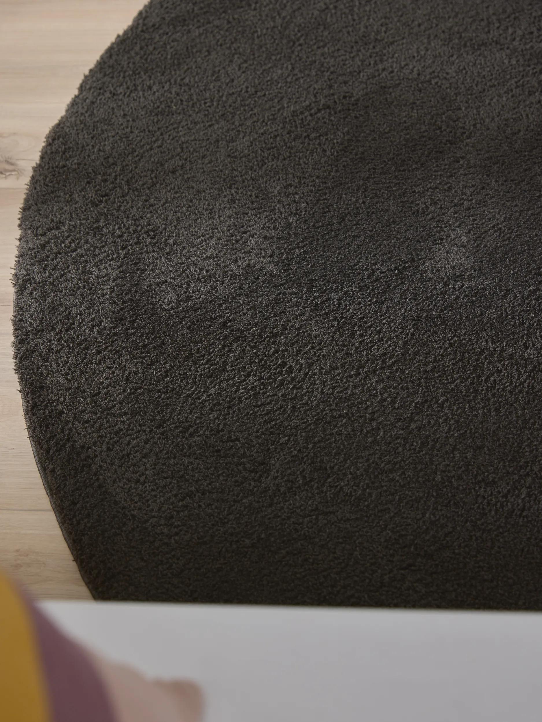 Shaggy Round Rug Soda Black