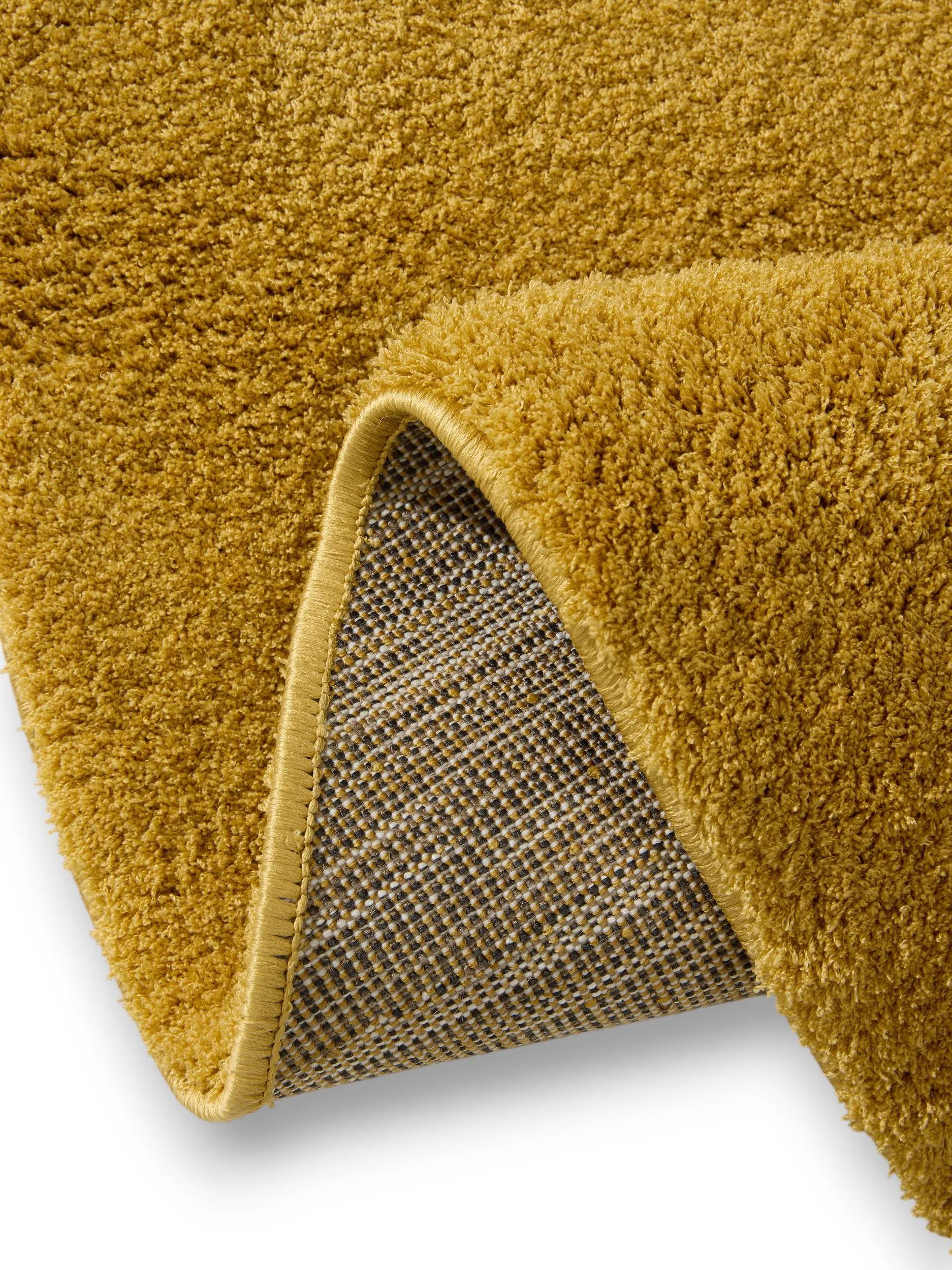 Tapis Rond Poilu Jaune Soda