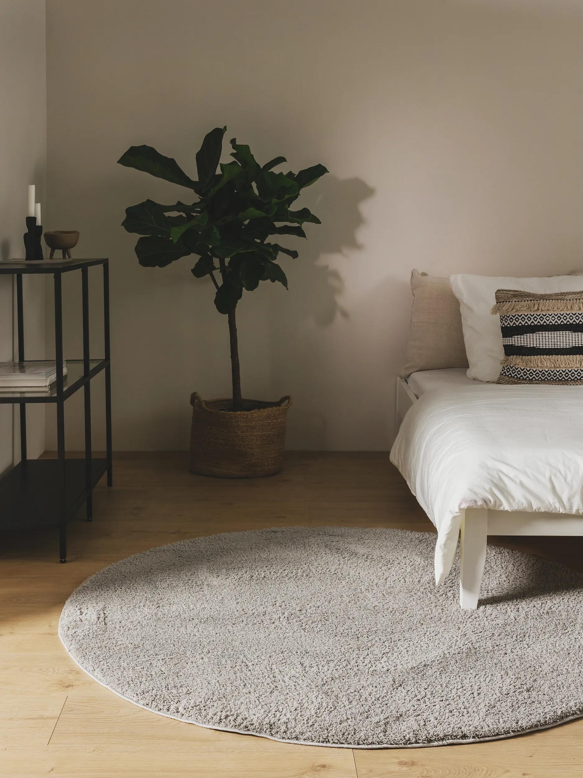 Shaggy Round Rug Soda Grey