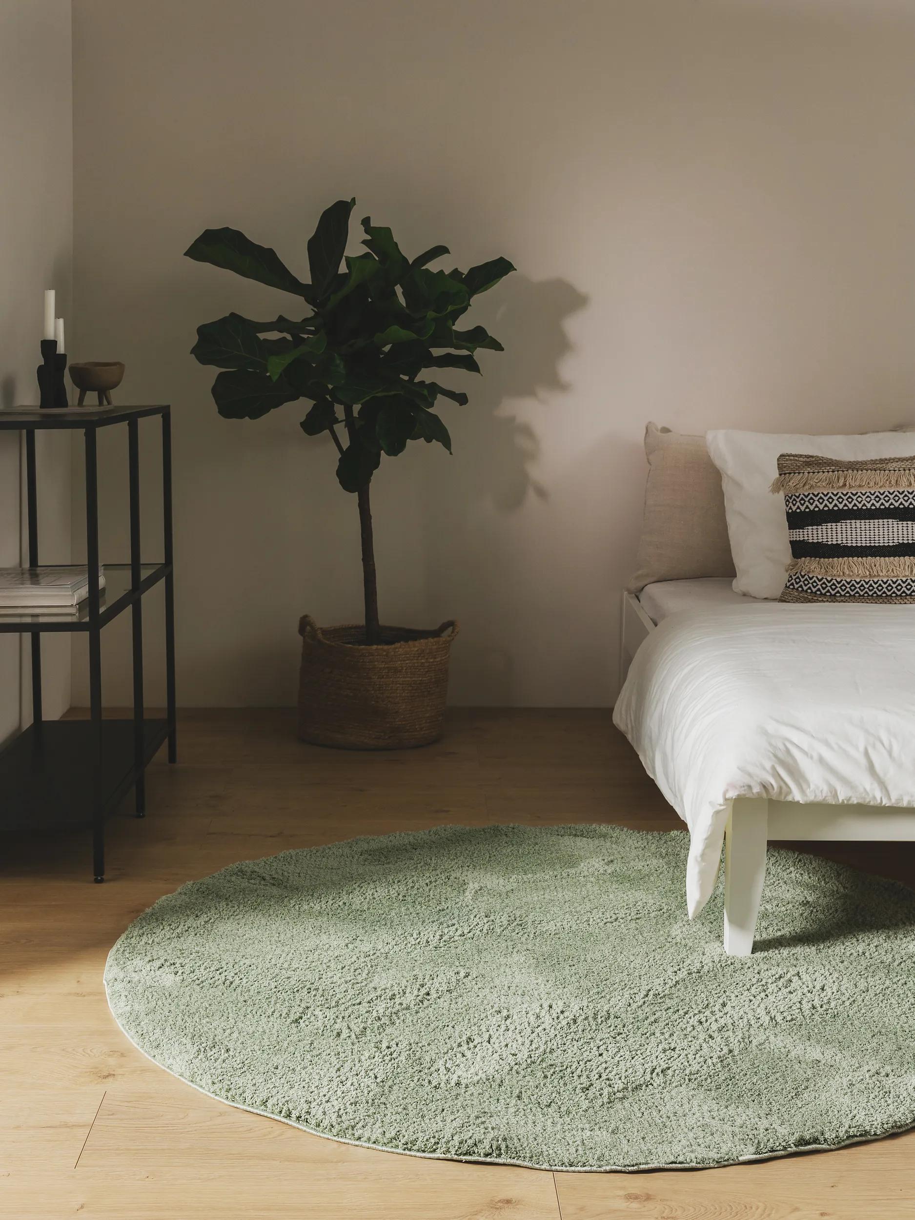 Shaggy Round Rug Soda Light Green