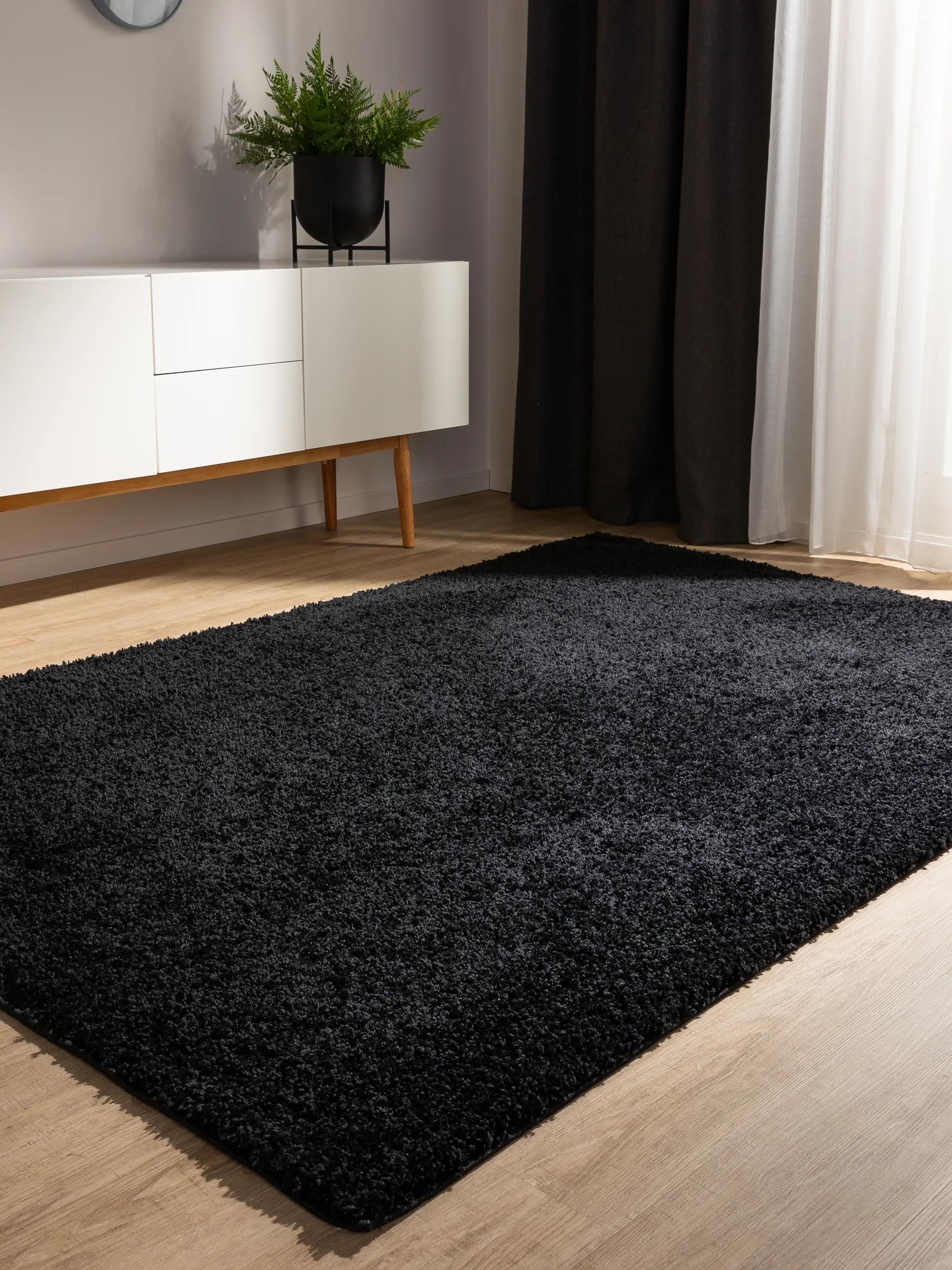 Washable Shaggy Rug Soho Black