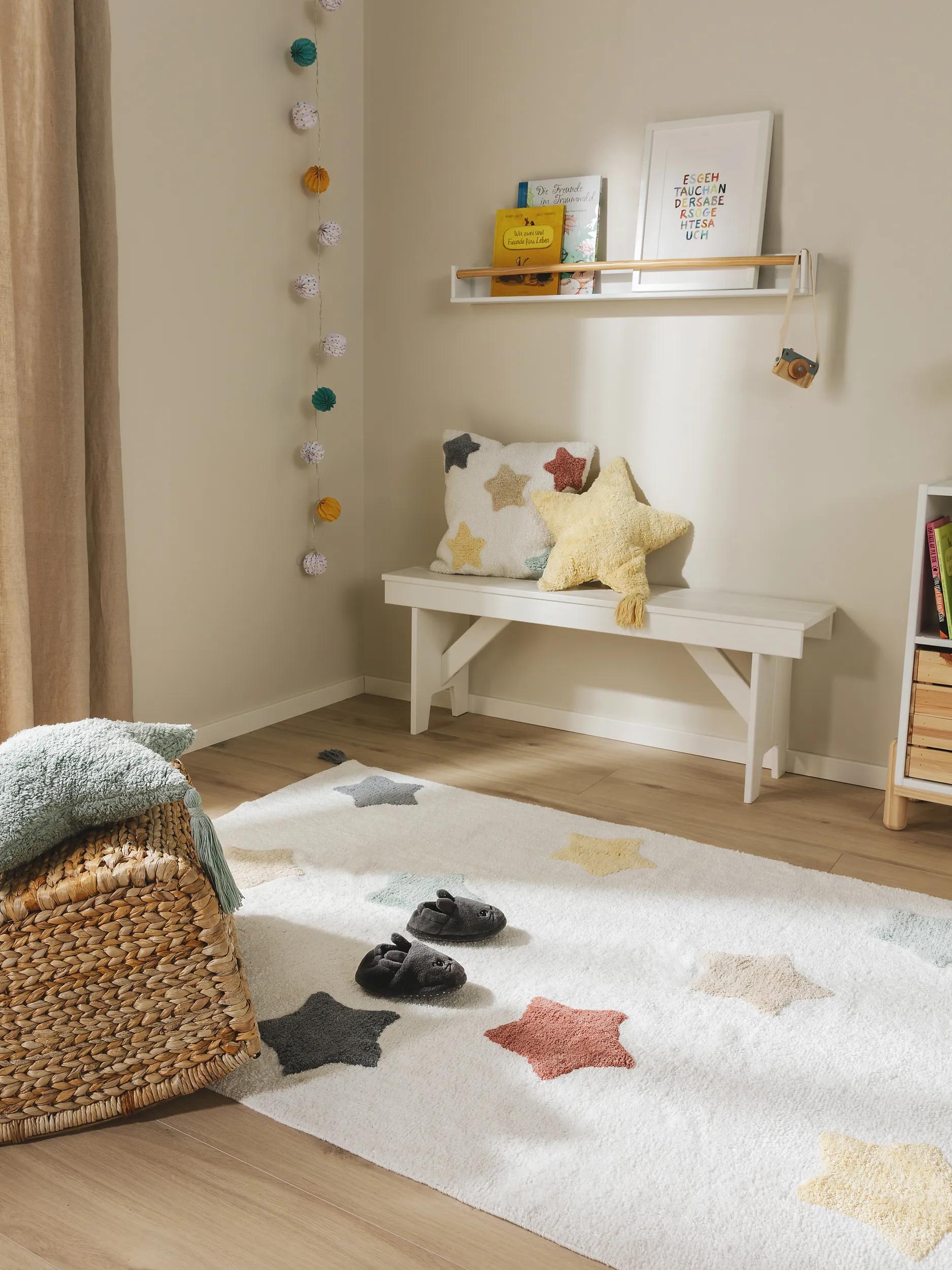 Waschbarer Kinderteppich Sterne Mehrfarbig