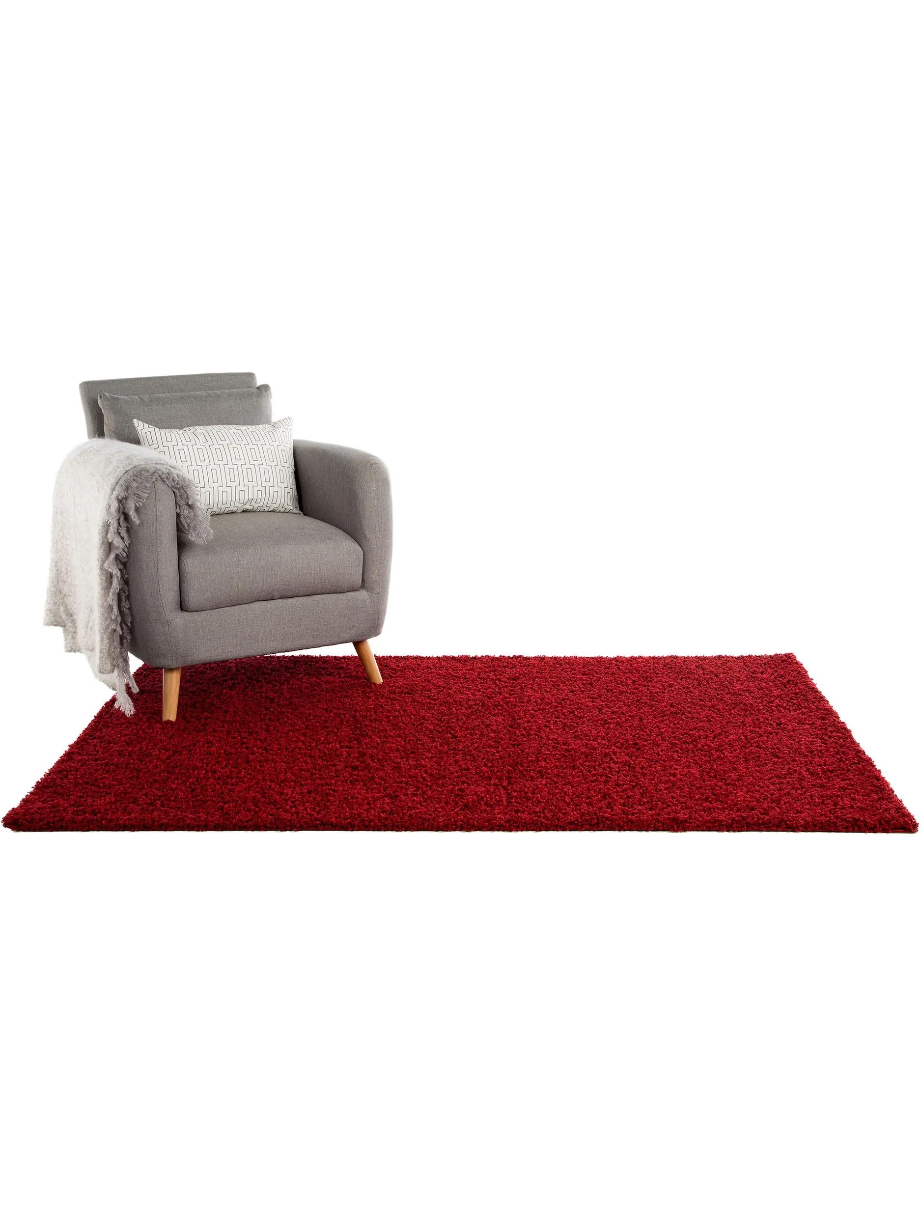 Shaggy rug Swirls Dark Red